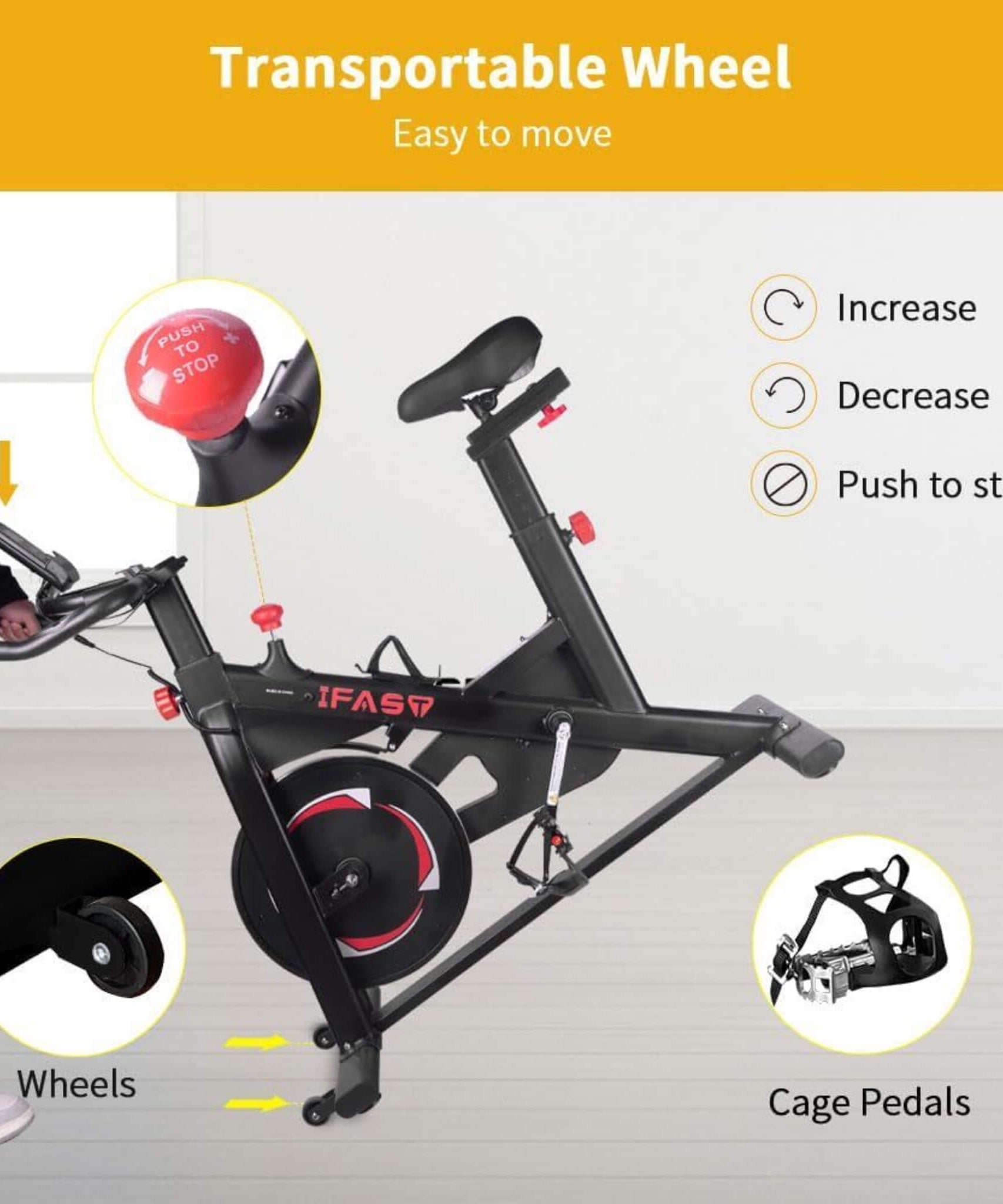 IFast Heavy-Duty Indoor Smart Stationary Fitness Cardio Training Spin Bike For Home Gyms (SAK65195)