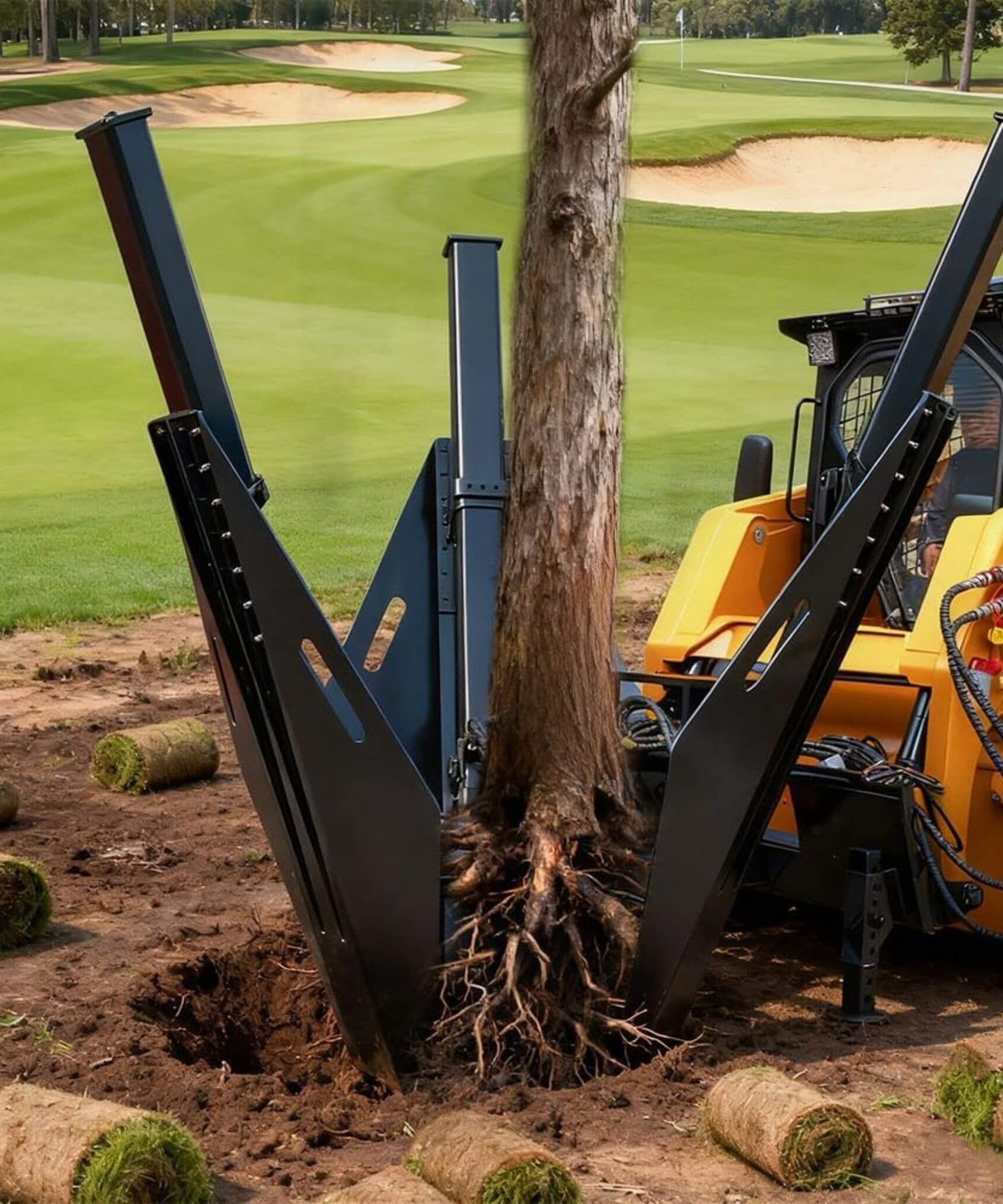 Heavy-Duty Industrial 3-Blade Tree Spade Transplanter Skid Steer Attachment (SAK50296)