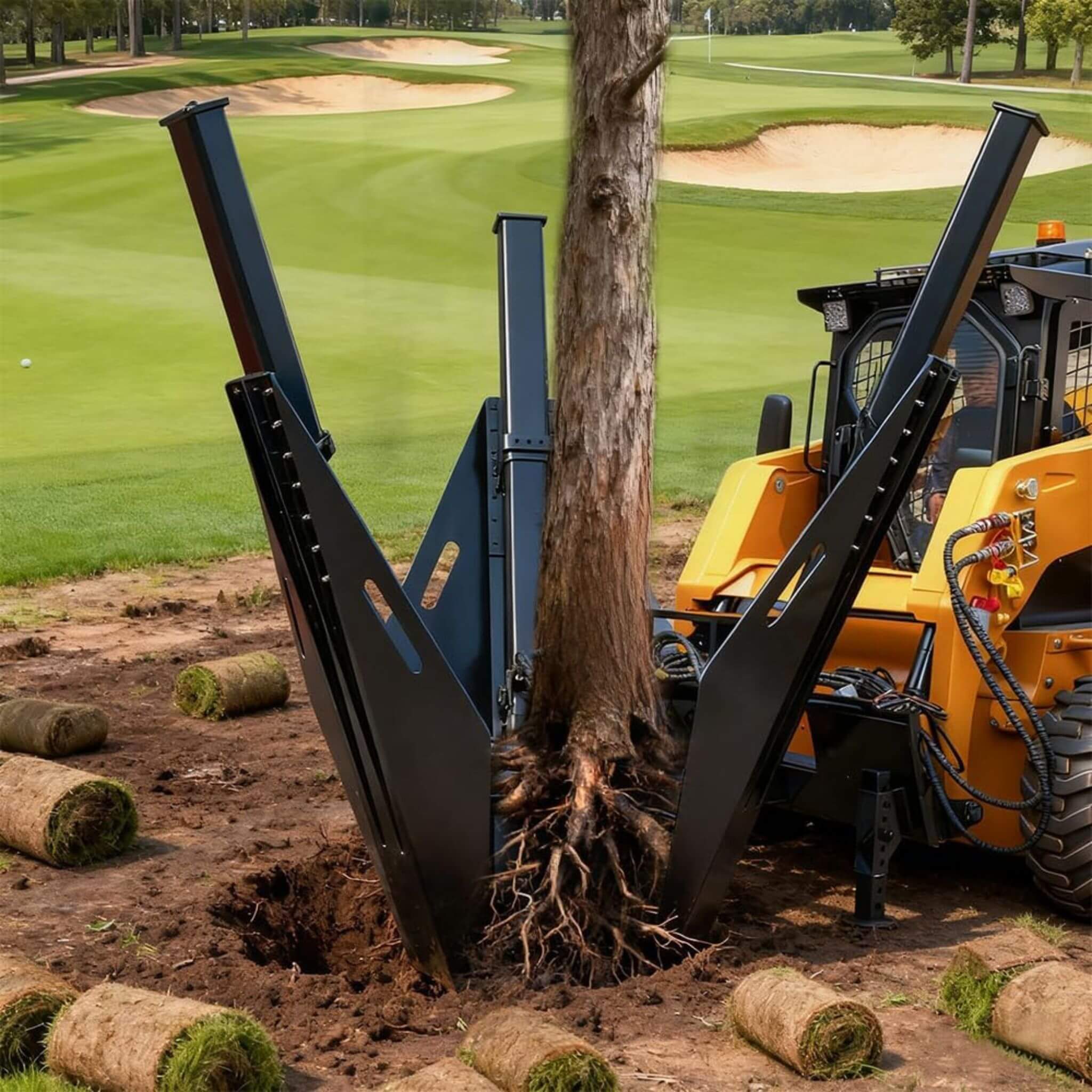 Heavy-Duty Industrial 3-Blade Tree Spade Transplanter Skid Steer Attachment (SAK50296)