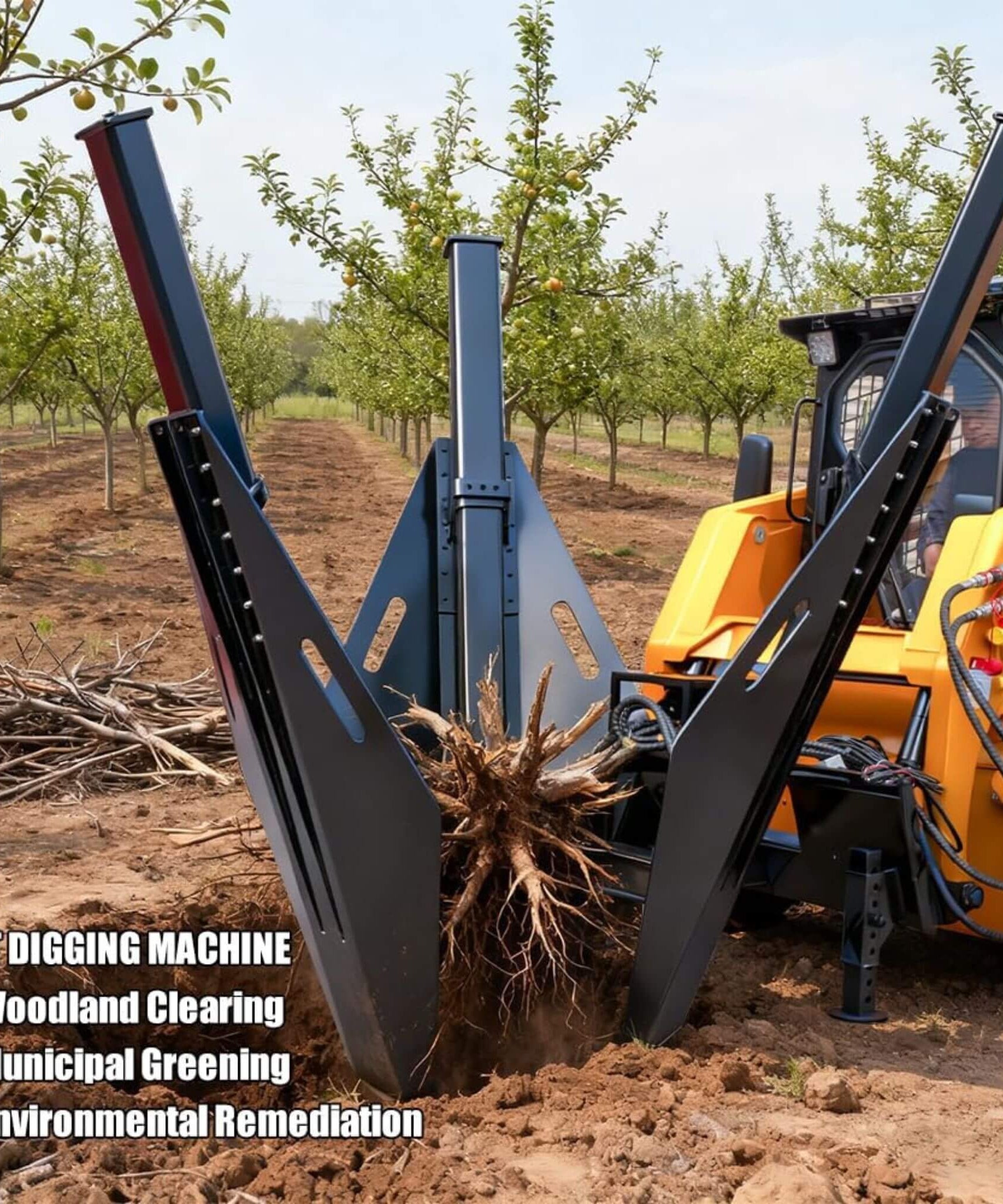 Heavy-Duty Industrial 3-Blade Tree Spade Transplanter Skid Steer Attachment (SAK50296)