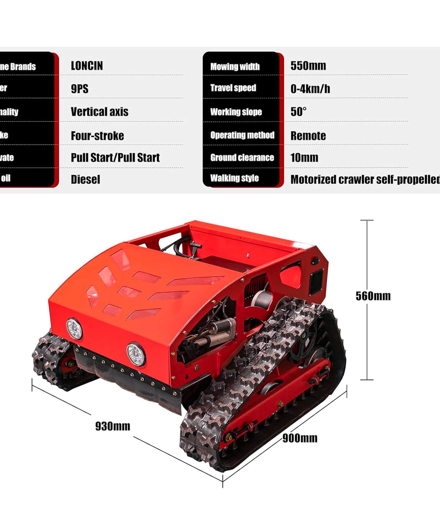 Heavy-Duty Industrial Remote-Controlled Lawn Mower With Adjustable Cutting Height (SAK71239)