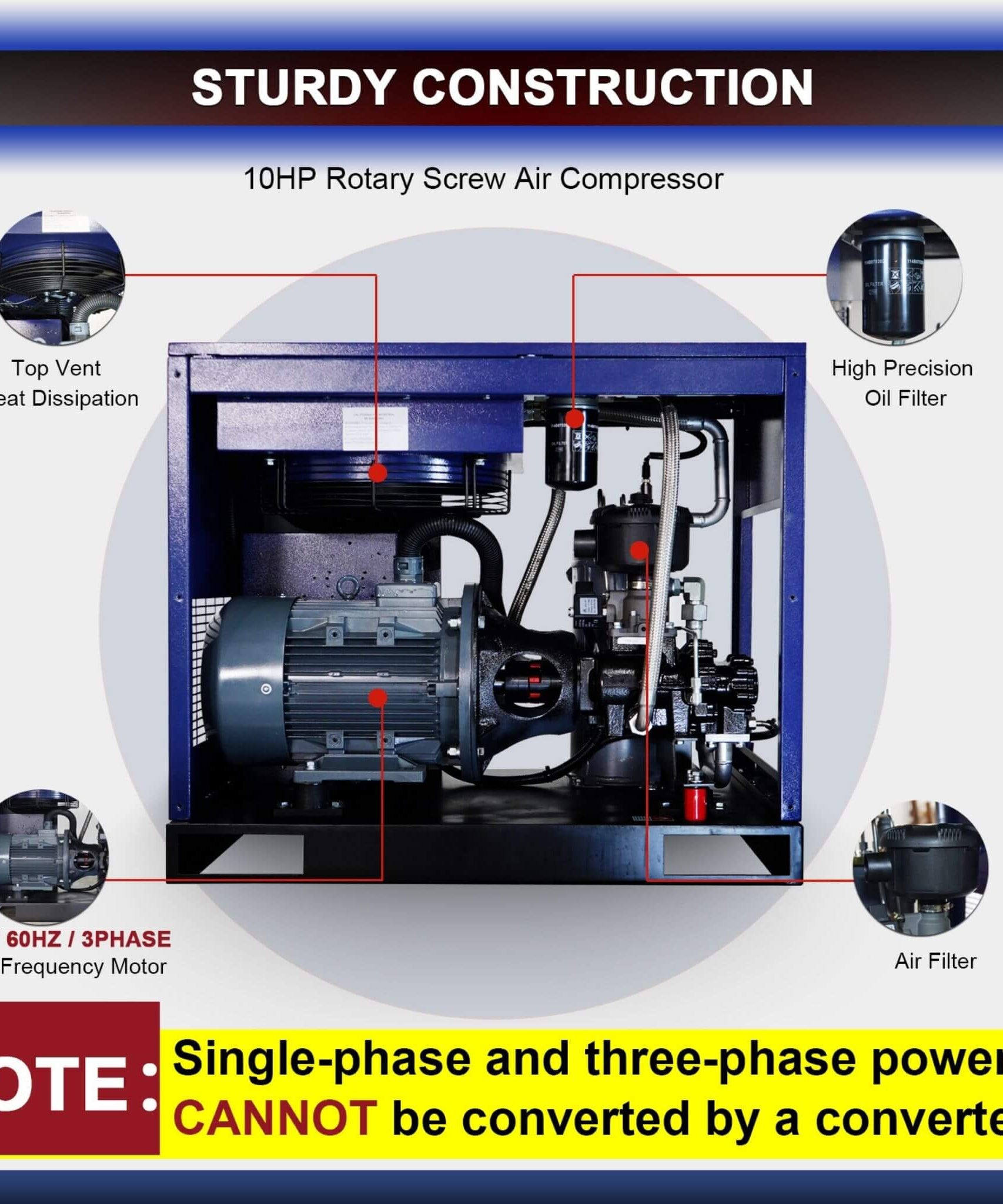 Heavy-Duty Industrial Rotary Screw Air Compressor (SAK04891)