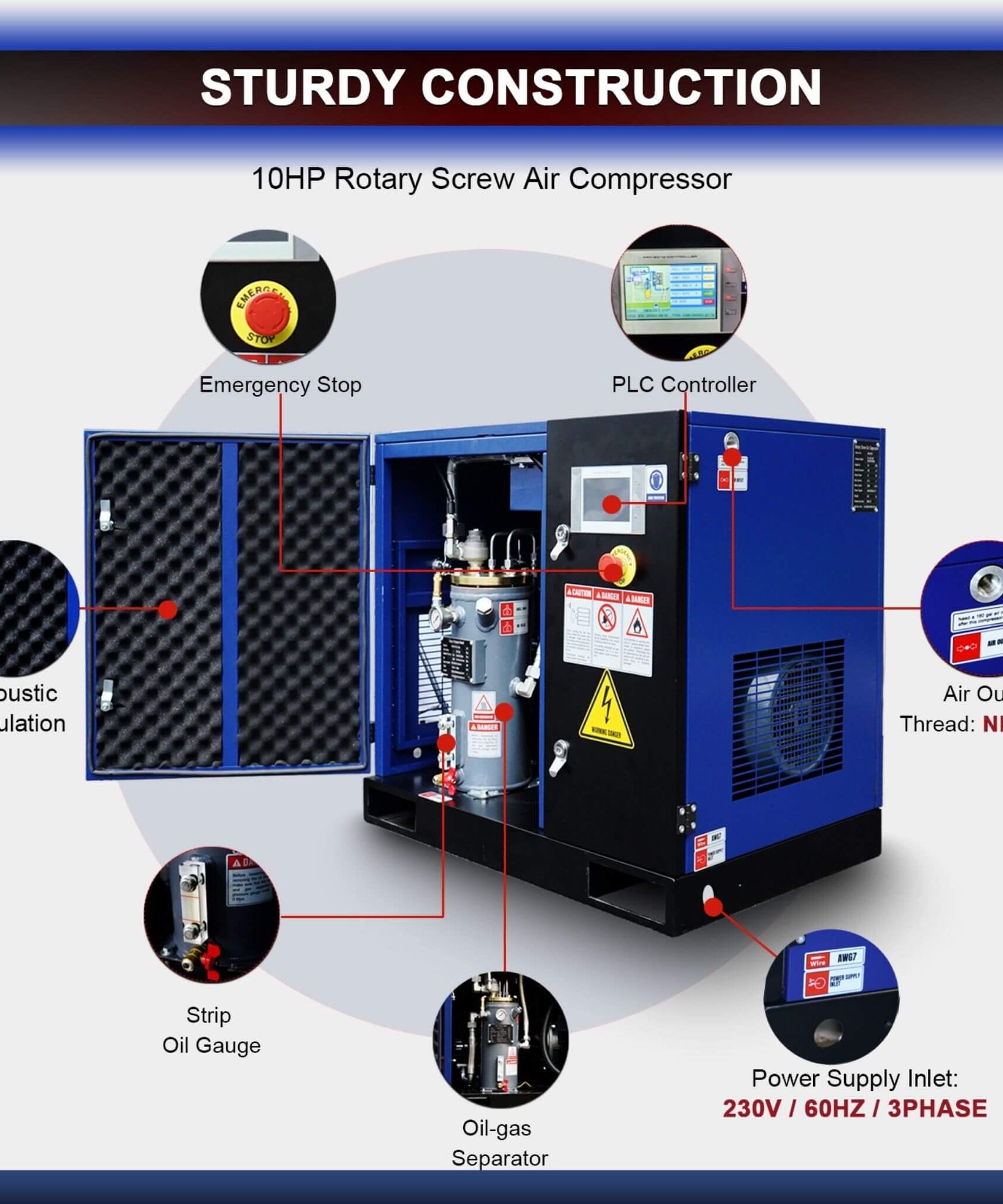Heavy-Duty Industrial Rotary Screw Air Compressor (SAK04891)