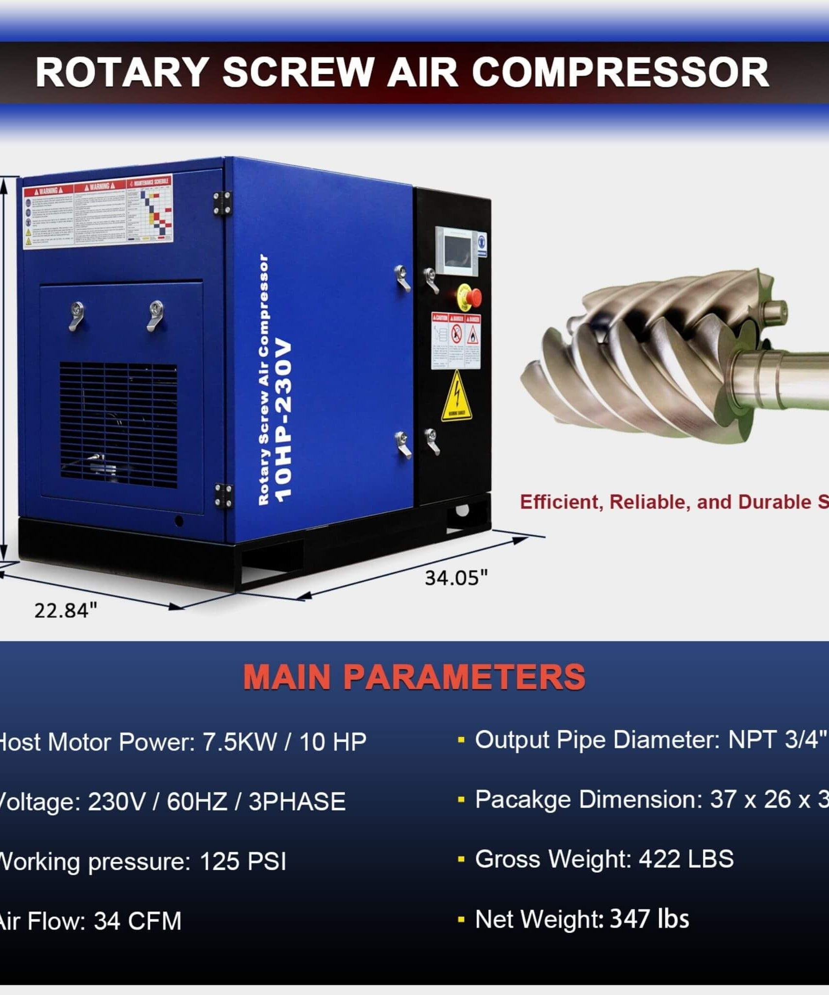Heavy-Duty Industrial Rotary Screw Air Compressor (SAK04891)