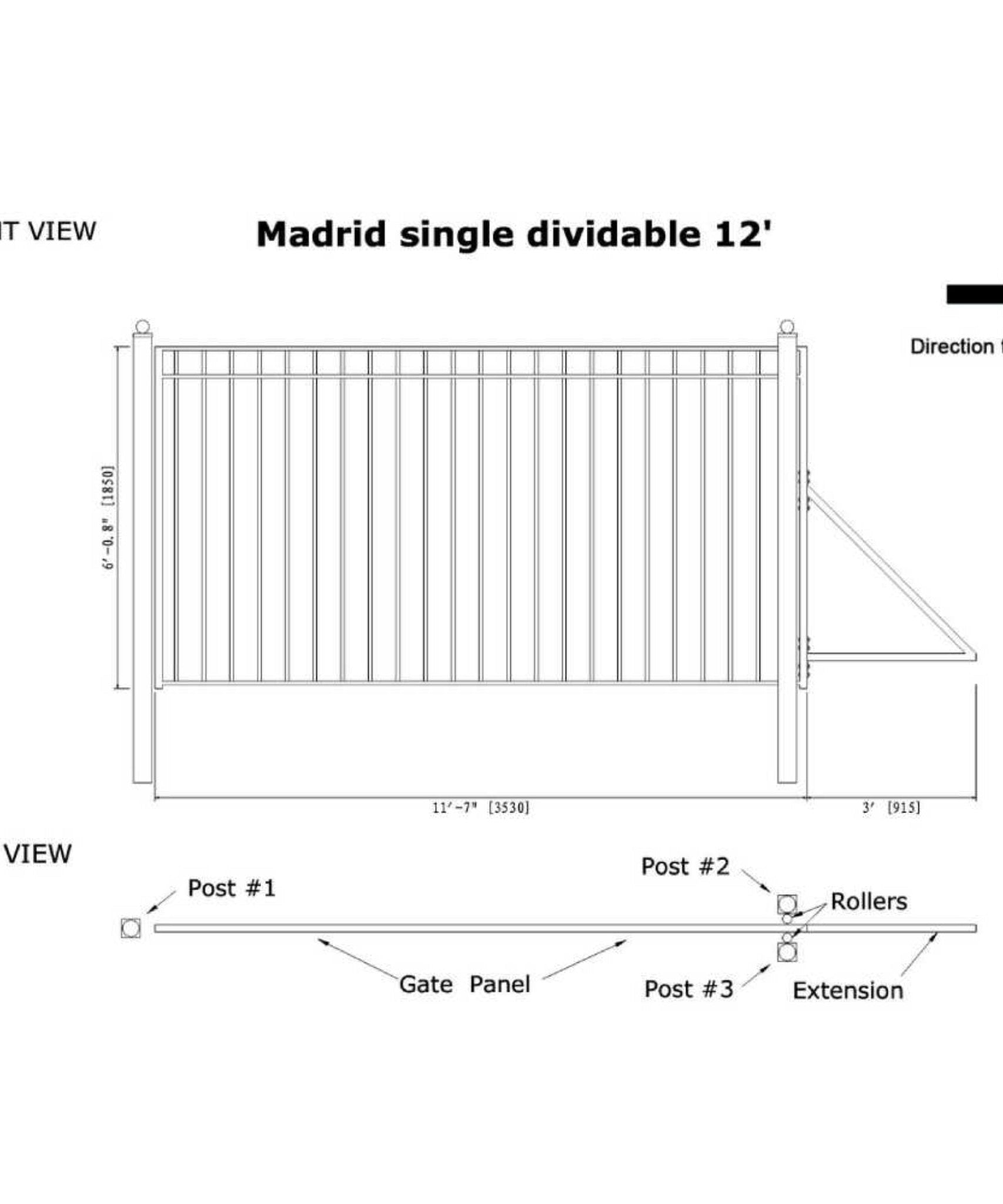 [12-30FT] Heavy-Duty Madrid-Style Premium Steel Sliding Driveway Gate (SAK23857)