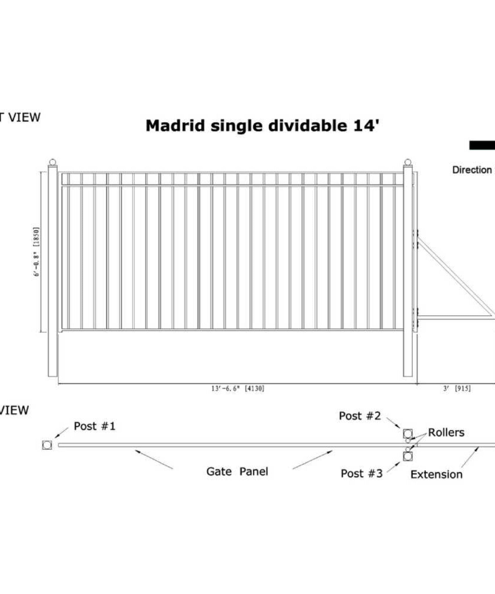 [12-30FT] Heavy-Duty Madrid-Style Premium Steel Sliding Driveway Gate (SAK23857)