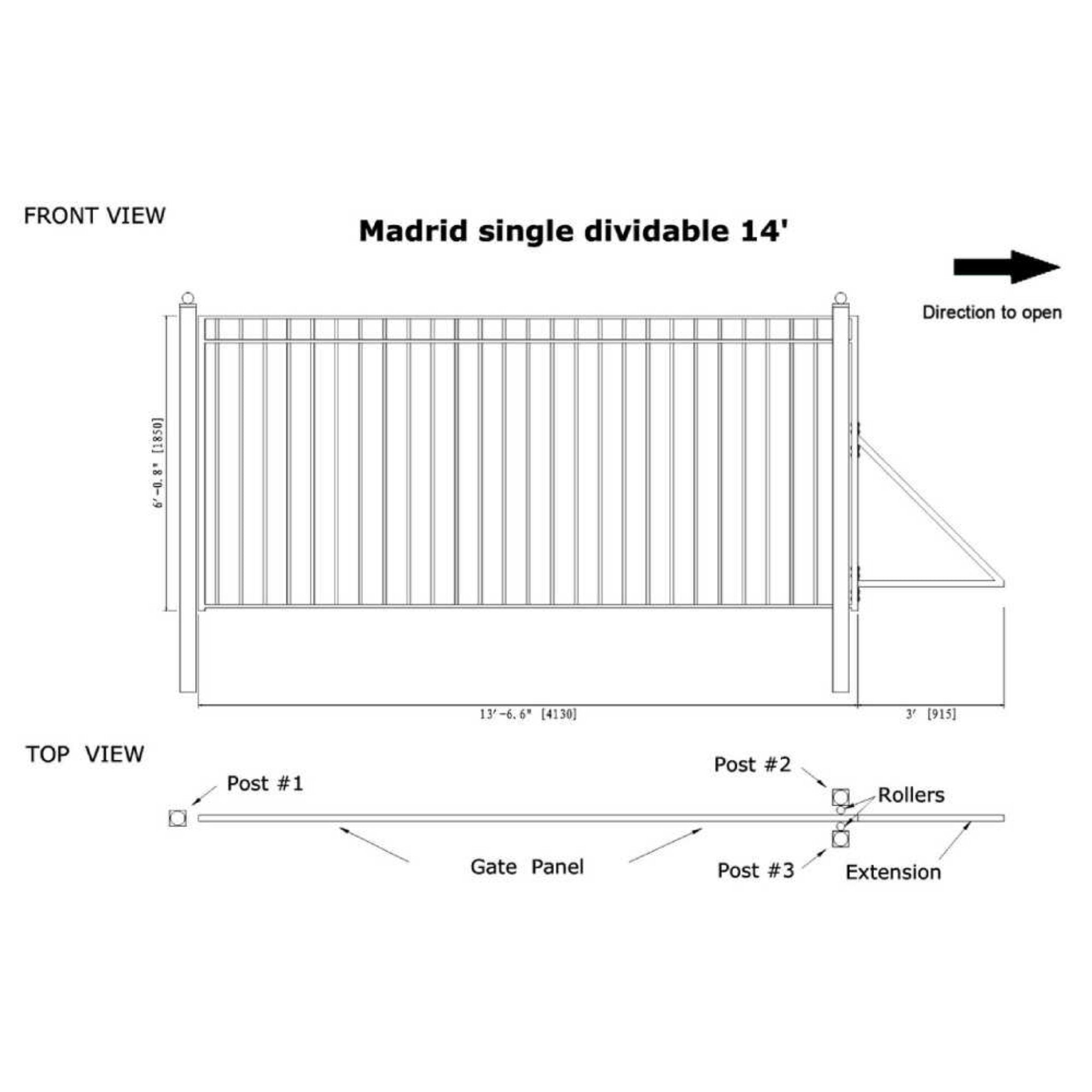 [12-30FT] Heavy-Duty Madrid-Style Premium Steel Sliding Driveway Gate (SAK23857)