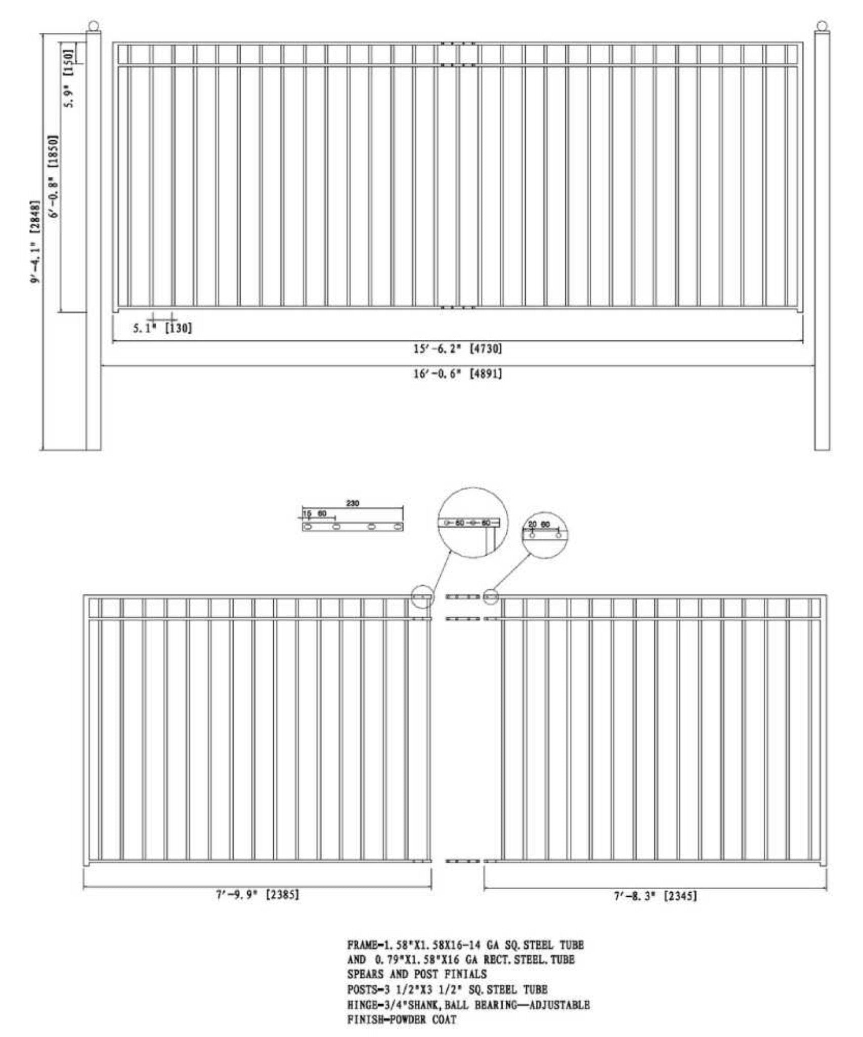 [12-30FT] Heavy-Duty Madrid-Style Premium Steel Sliding Driveway Gate (SAK23857)