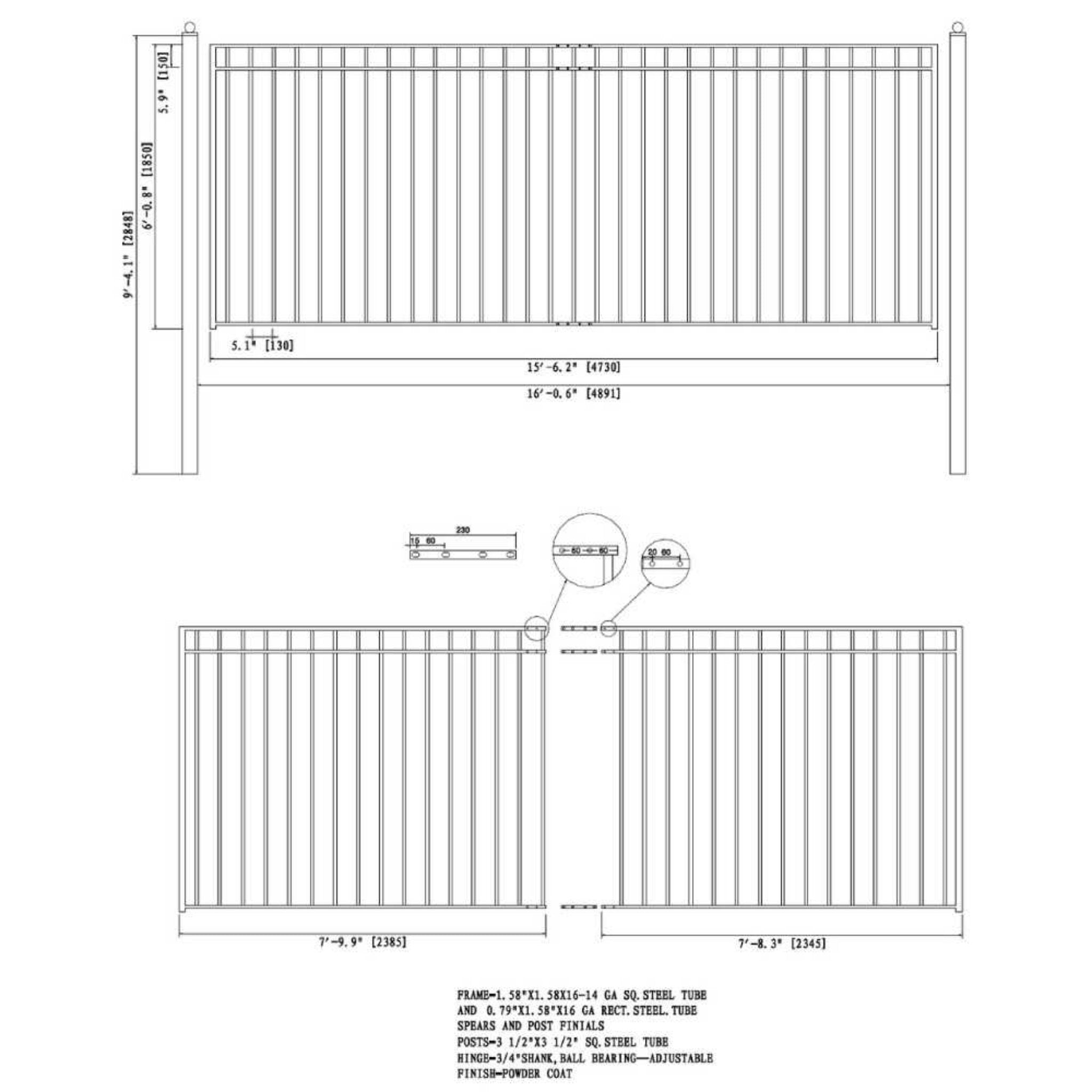 [12-30FT] Heavy-Duty Madrid-Style Premium Steel Sliding Driveway Gate (SAK23857)