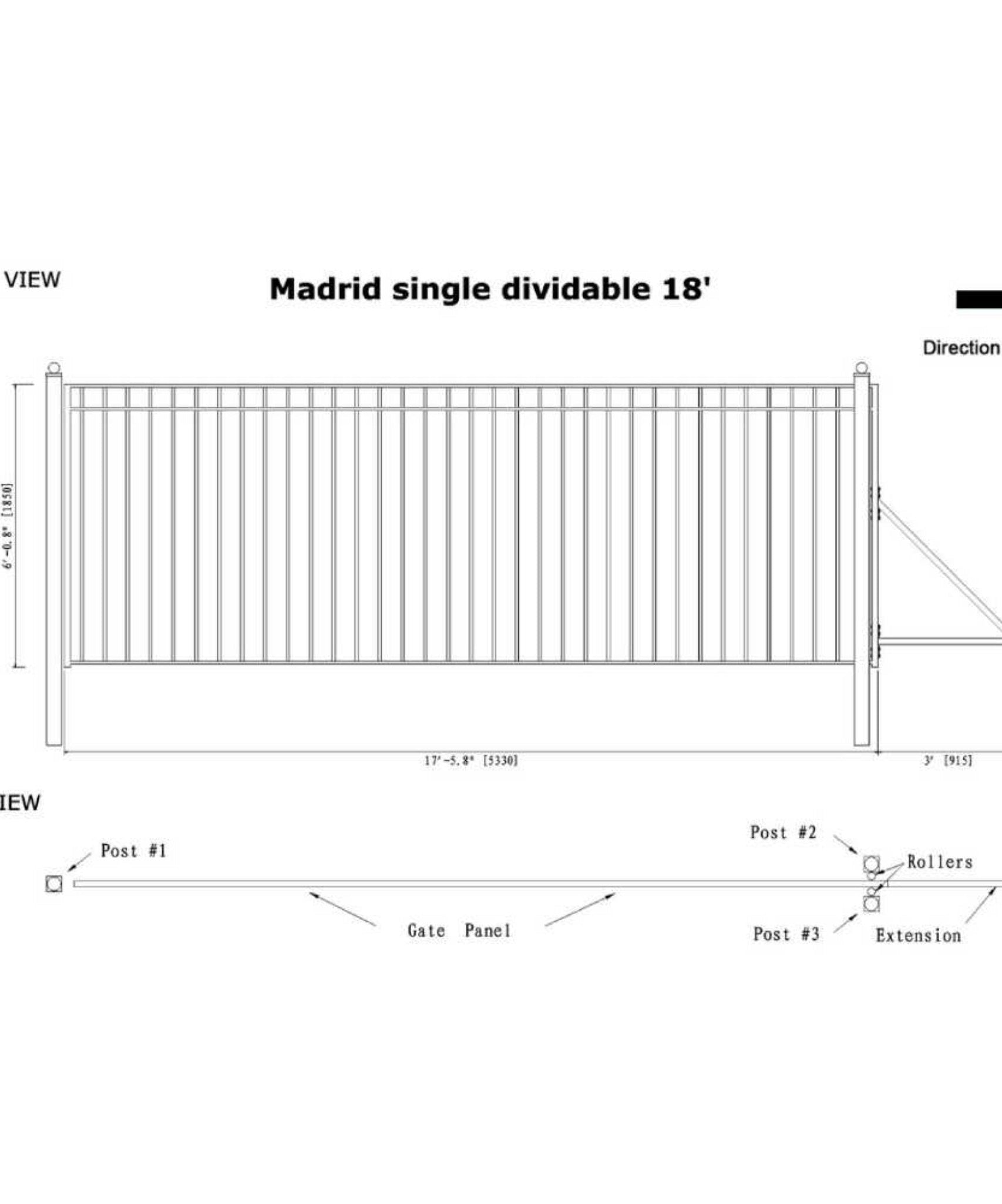 [12-30FT] Heavy-Duty Madrid-Style Premium Steel Sliding Driveway Gate (SAK23857)