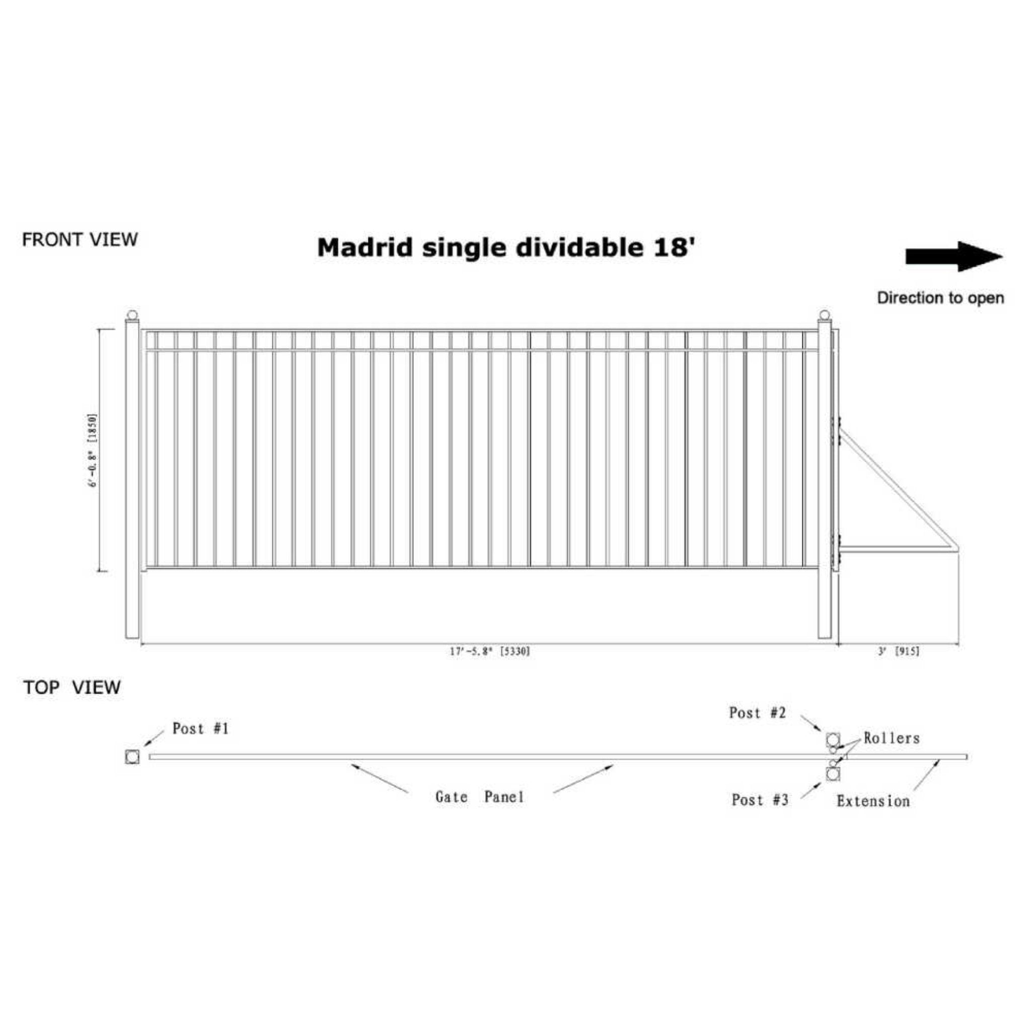 [12-30FT] Heavy-Duty Madrid-Style Premium Steel Sliding Driveway Gate (SAK23857)