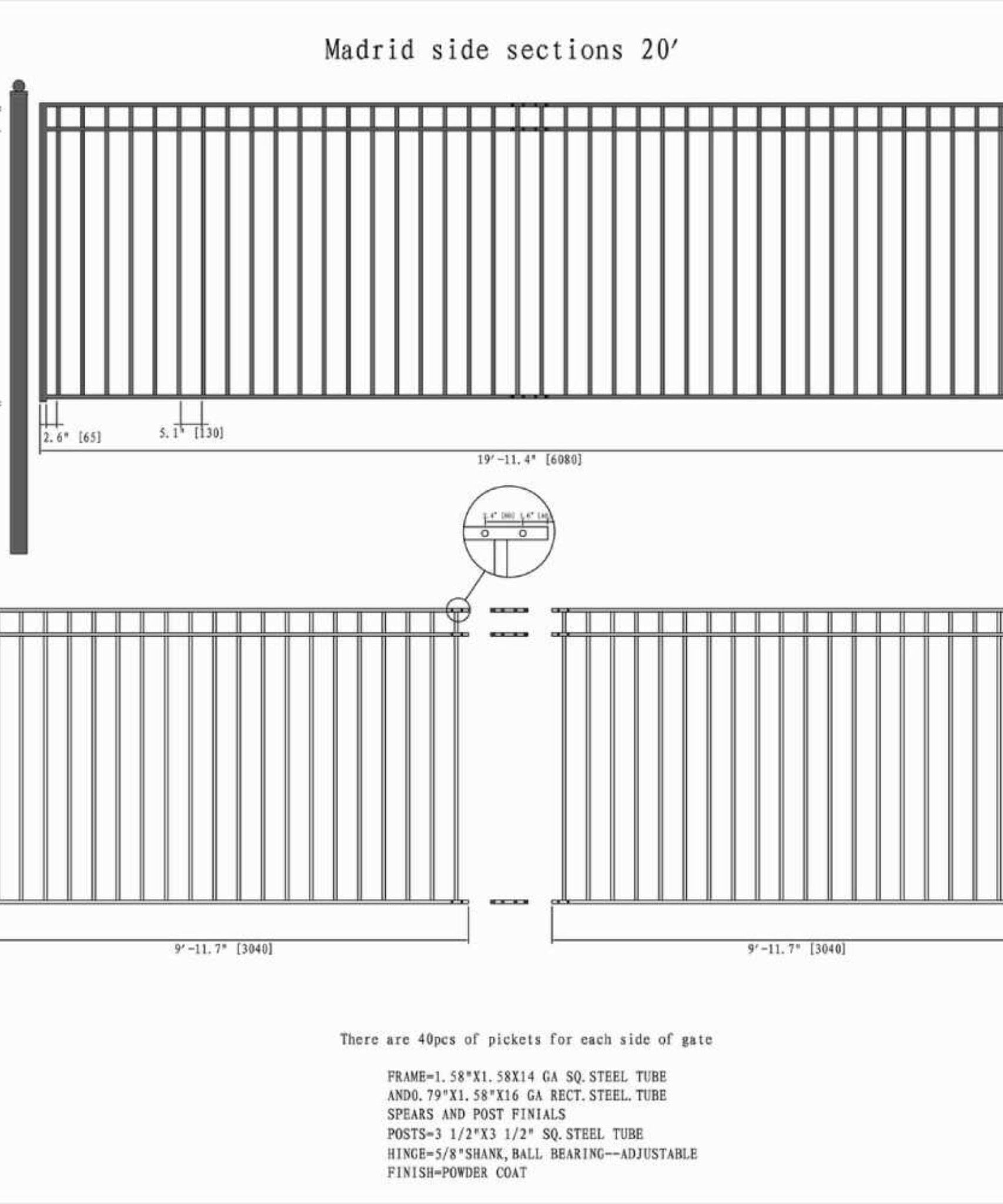 [12-30FT] Heavy-Duty Madrid-Style Premium Steel Sliding Driveway Gate (SAK23857)