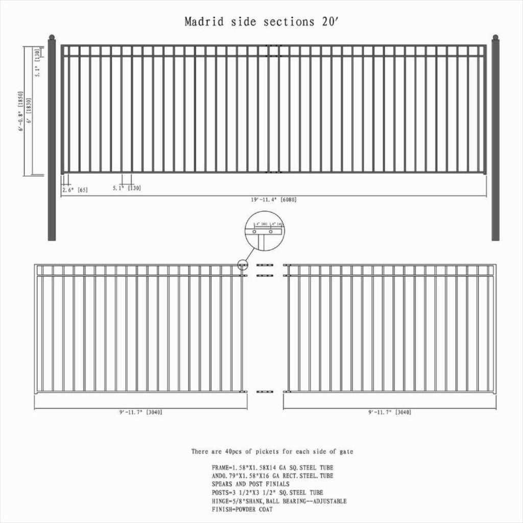 [12-30FT] Heavy-Duty Madrid-Style Premium Steel Sliding Driveway Gate (SAK23857)
