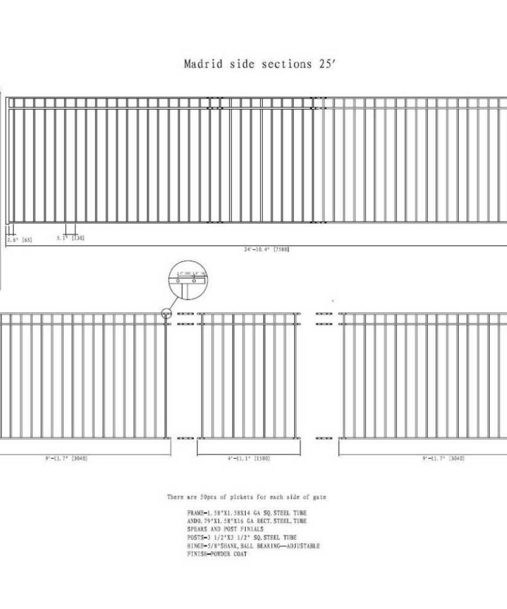 [12-30FT] Heavy-Duty Madrid-Style Premium Steel Sliding Driveway Gate (SAK23857)