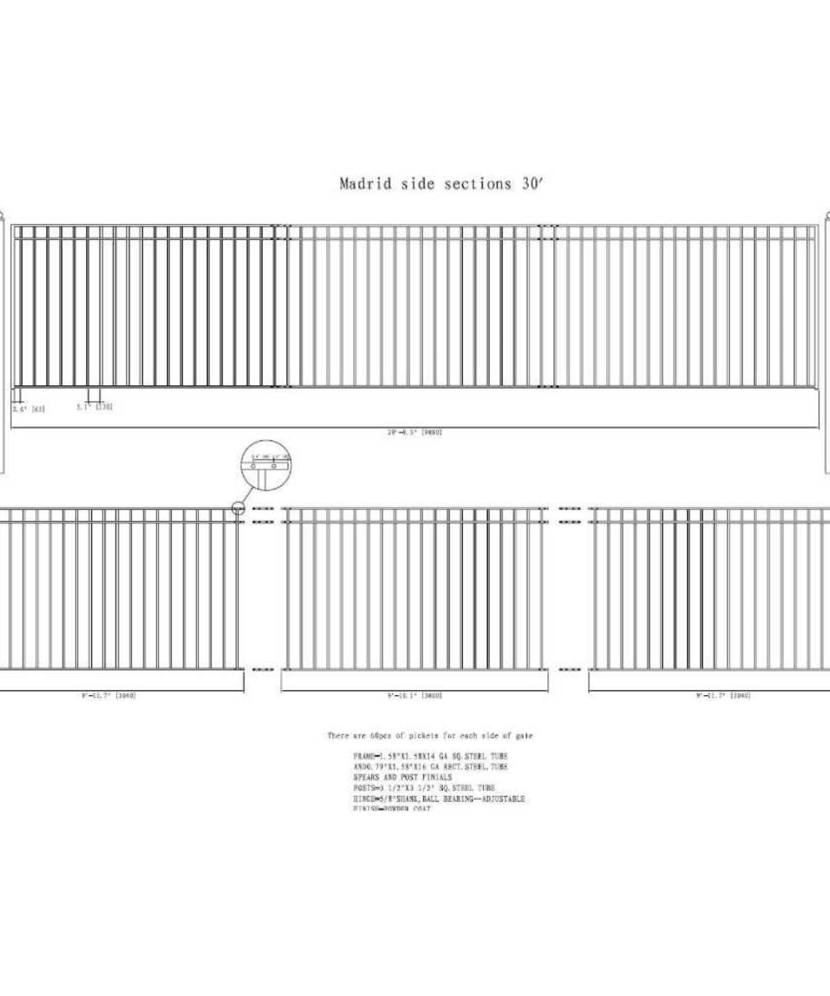 [12-30FT] Heavy-Duty Madrid-Style Premium Steel Sliding Driveway Gate (SAK23857)