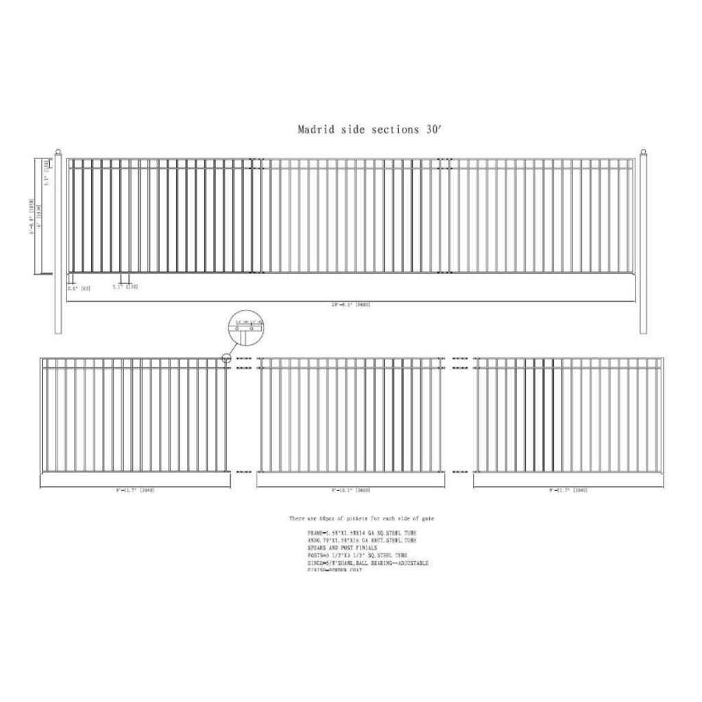 [12-30FT] Heavy-Duty Madrid-Style Premium Steel Sliding Driveway Gate (SAK23857)
