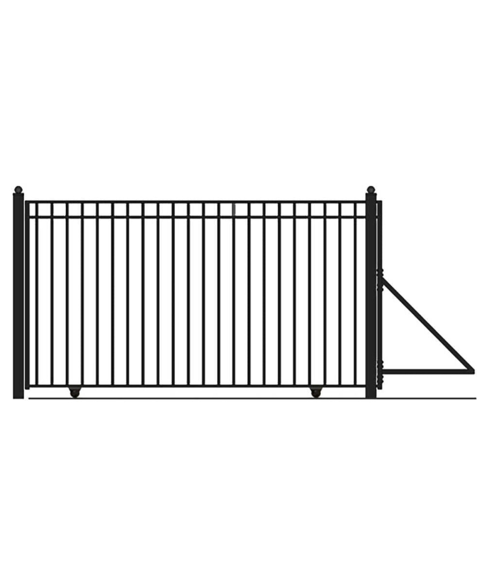 [12-30FT] Heavy-Duty Madrid-Style Premium Steel Sliding Driveway Gate (SAK23857)