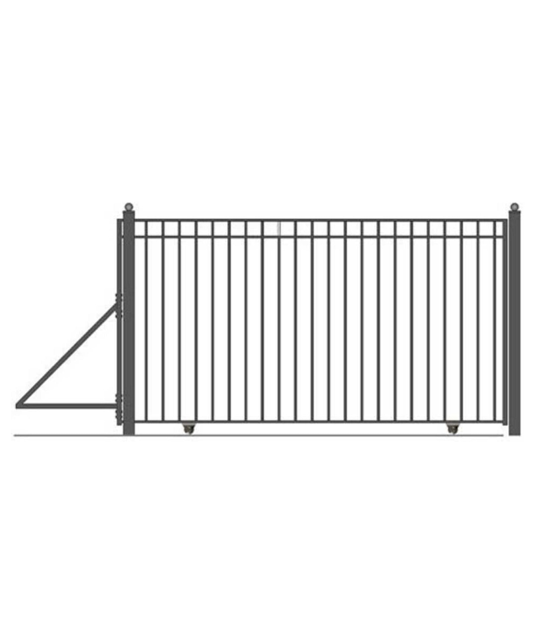 [12-30FT] Heavy-Duty Madrid-Style Premium Steel Sliding Driveway Gate (SAK23857)