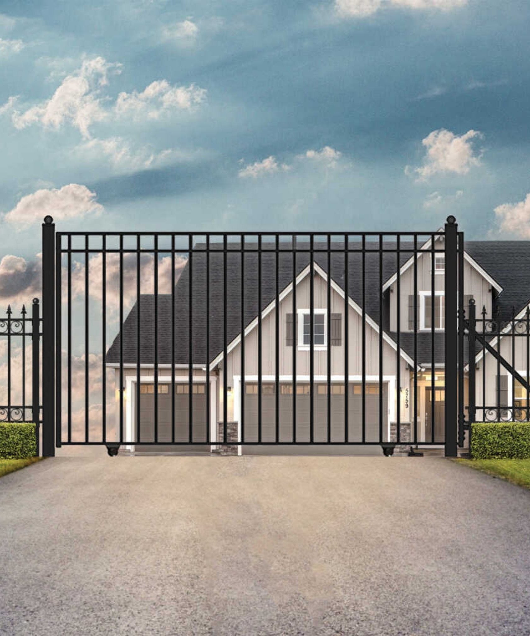 [12-30FT] Heavy-Duty Madrid-Style Premium Steel Sliding Driveway Gate (SAK23857)