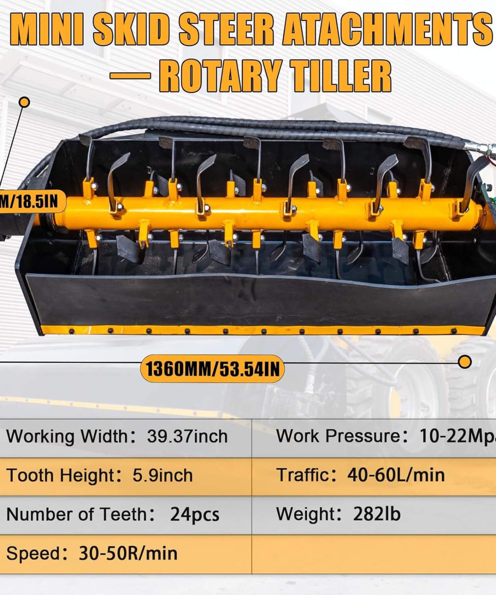 Heavy-Duty Mini Loader Rotary Tiller Skid Steer Attachment (SAK93265)