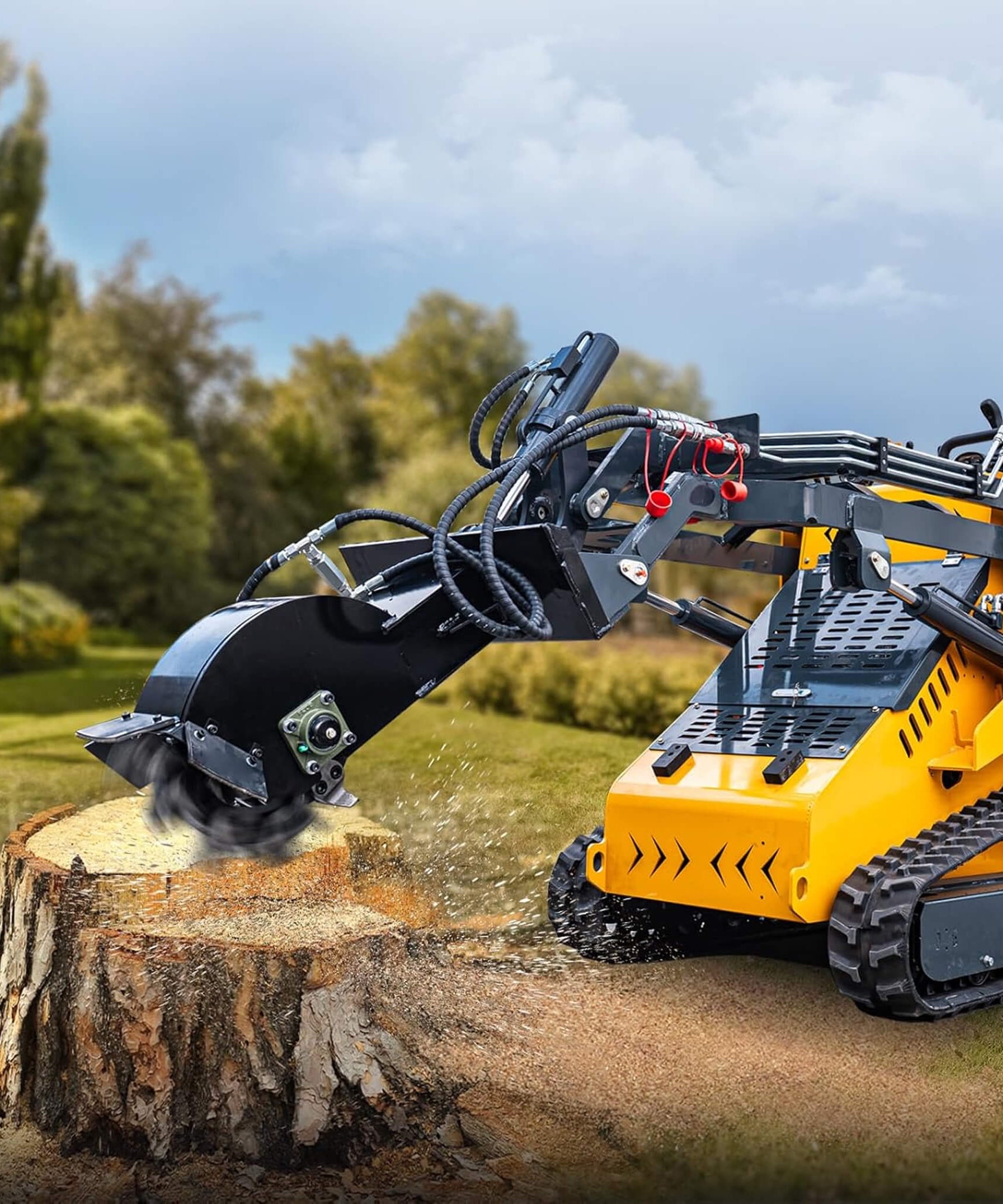 Heavy-Duty Mini Skid Steer Stump Grinder Attachment With Carbide Steel Teeth (SAK57481)