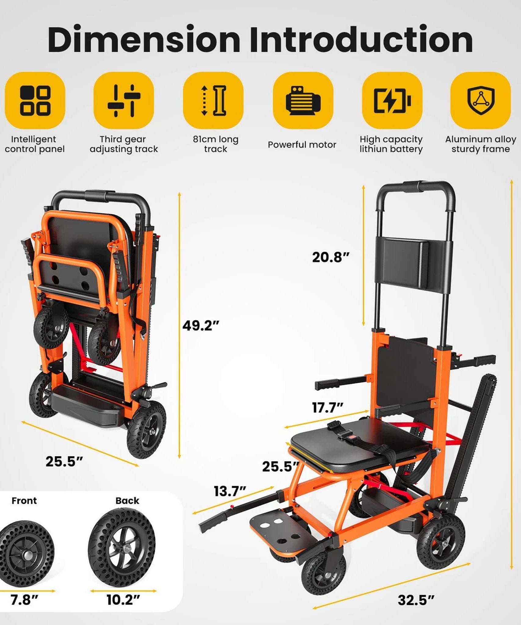 Motivo Heavy-Duty 440LBS Motorized Stair Climbing Wheelchair [FDA-Approved] (SAK47103)