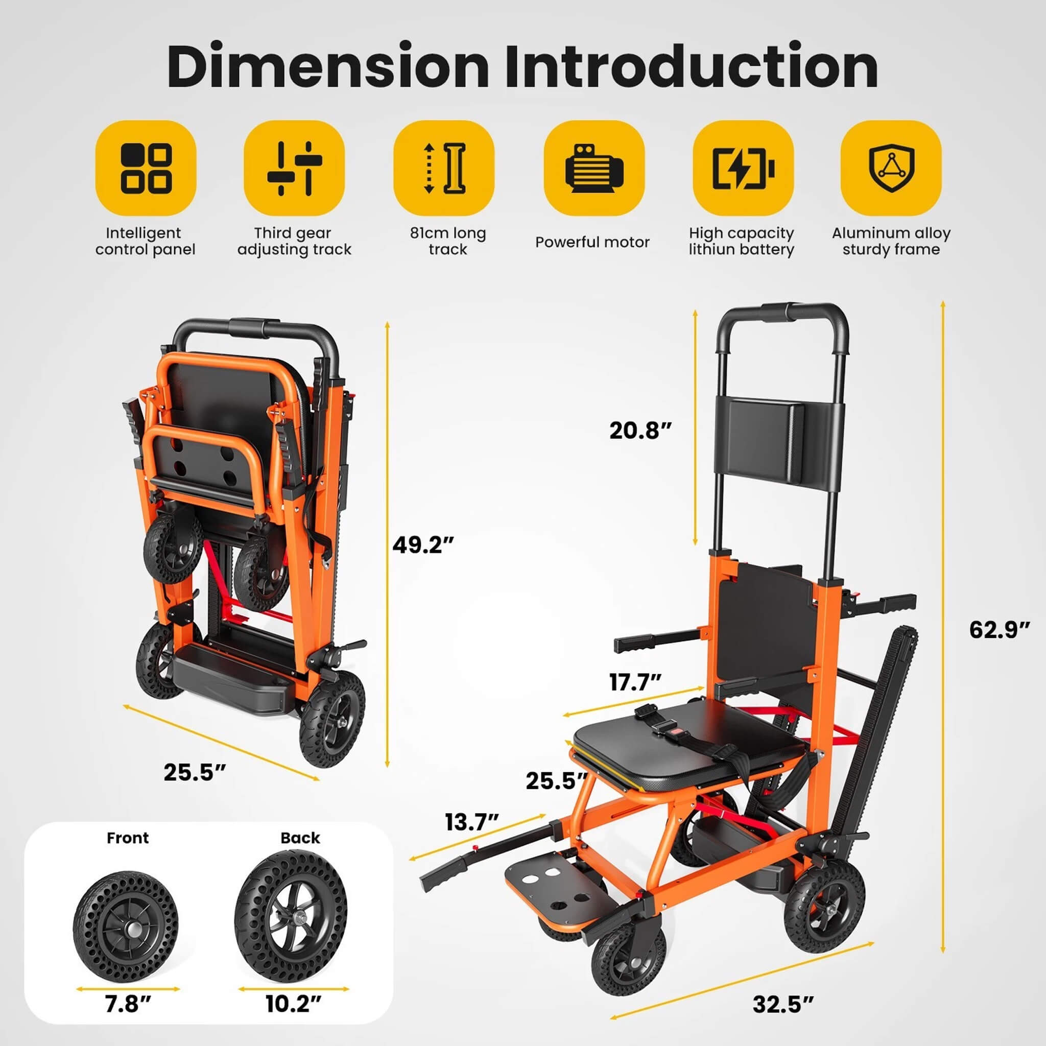 Motivo Heavy-Duty 440LBS Motorized Stair Climbing Wheelchair [FDA-Approved] (SAK47103)