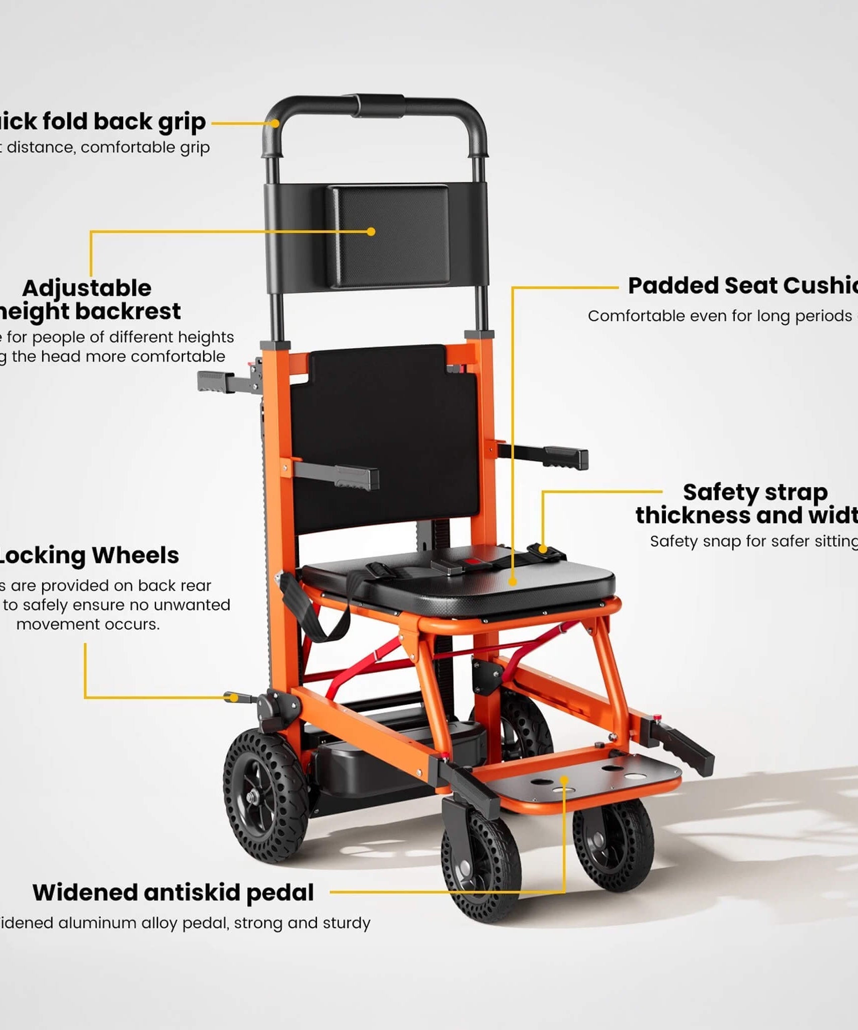 Motivo Heavy-Duty 440LBS Motorized Stair Climbing Wheelchair [FDA-Approved] (SAK47103)