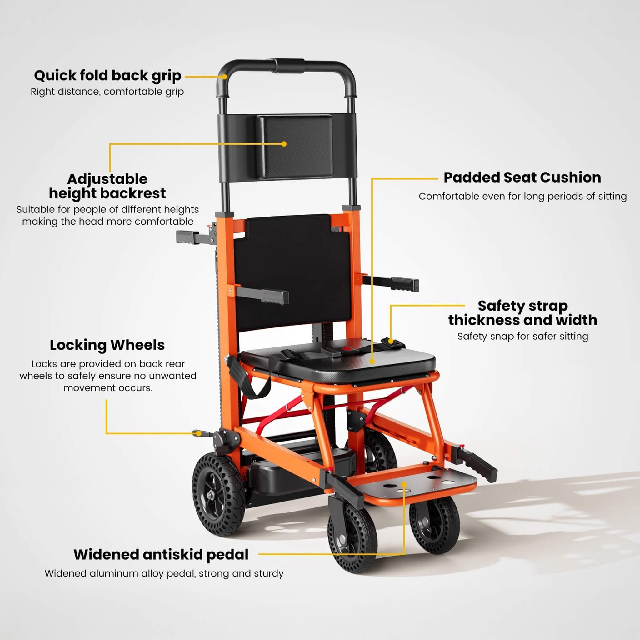 Motivo Heavy-Duty 440LBS Motorized Stair Climbing Wheelchair [FDA-Approved] (SAK47103)