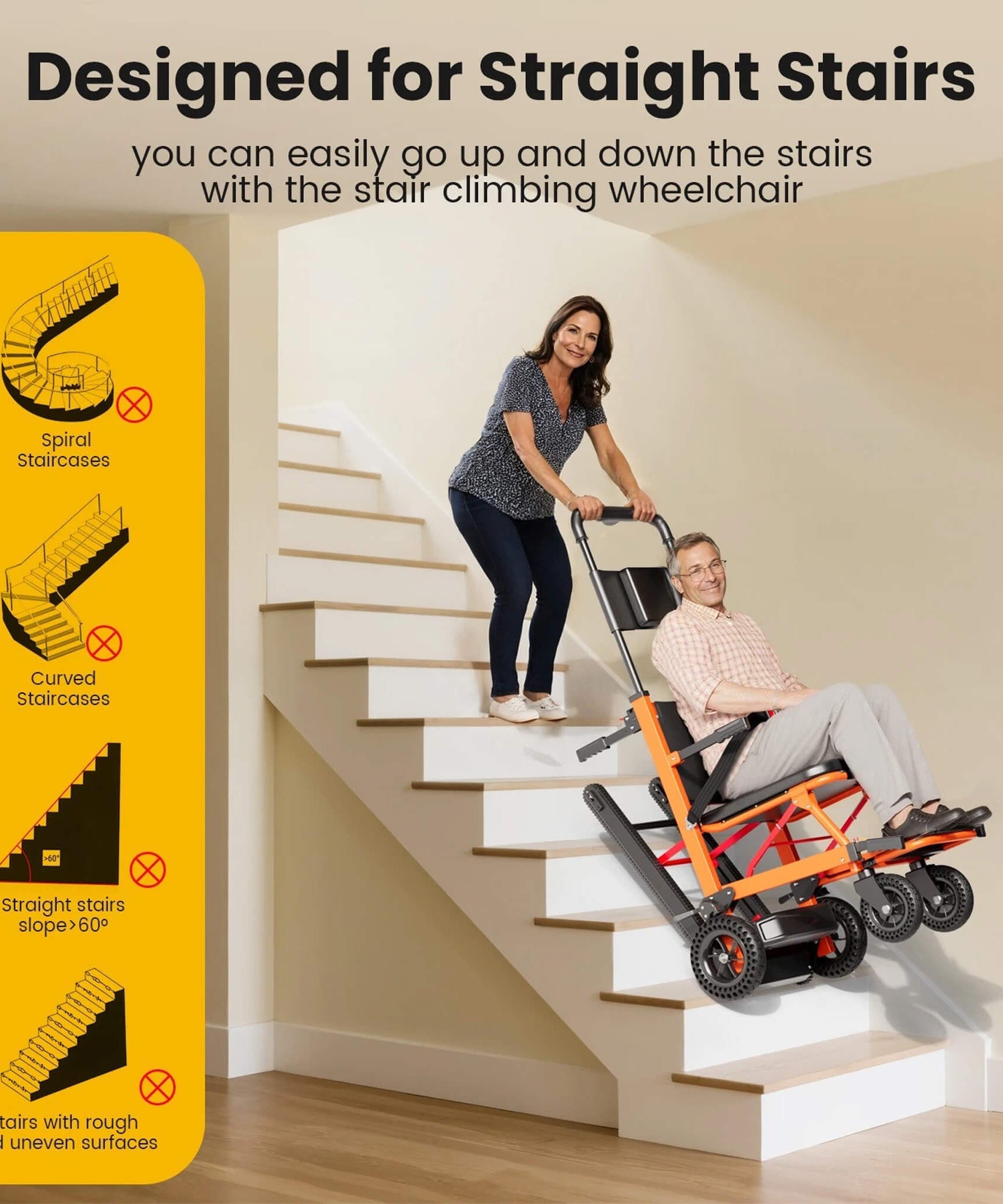 Motivo Heavy-Duty 440LBS Motorized Stair Climbing Wheelchair [FDA-Approved] (SAK47103)