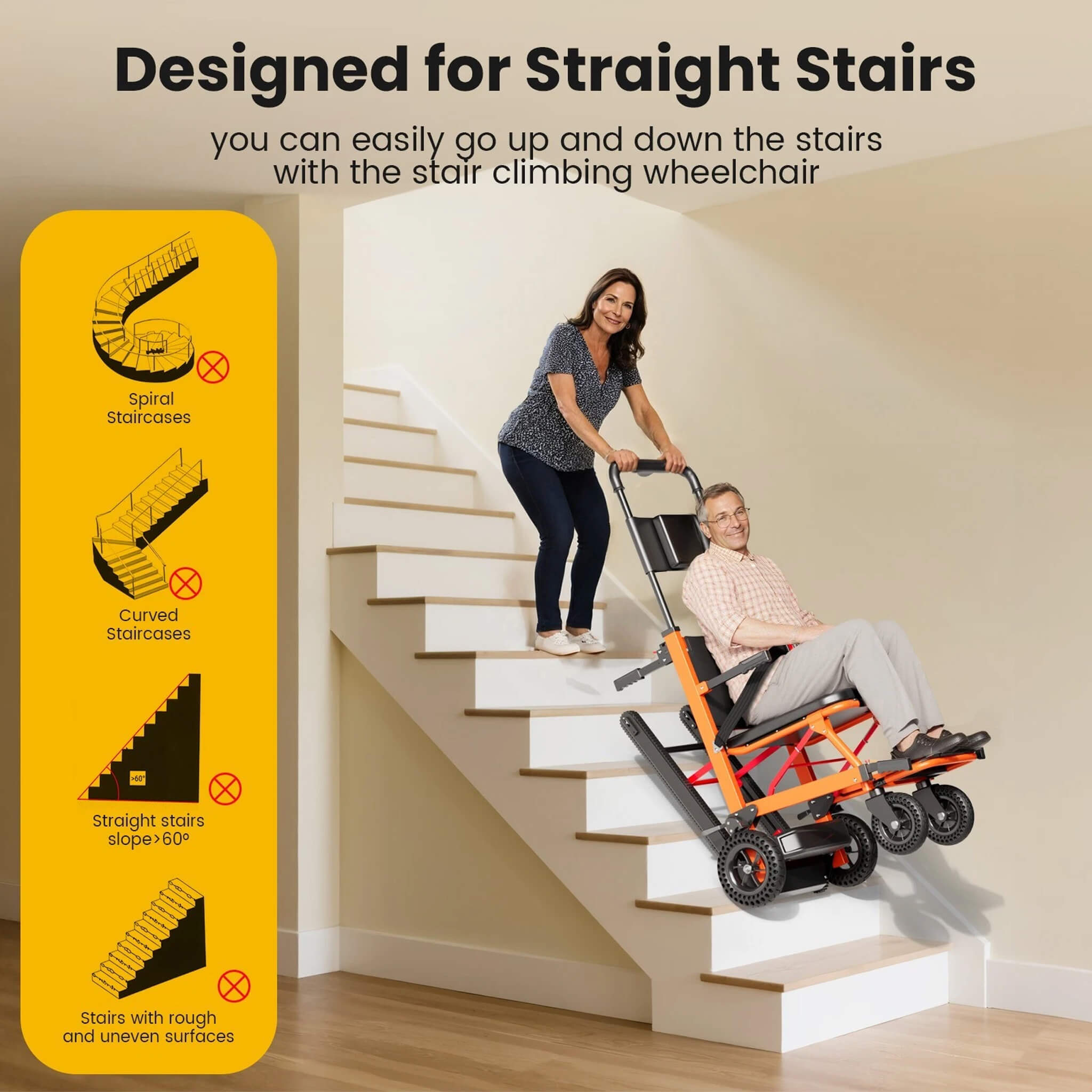 Motivo Heavy-Duty 440LBS Motorized Stair Climbing Wheelchair [FDA-Approved] (SAK47103)