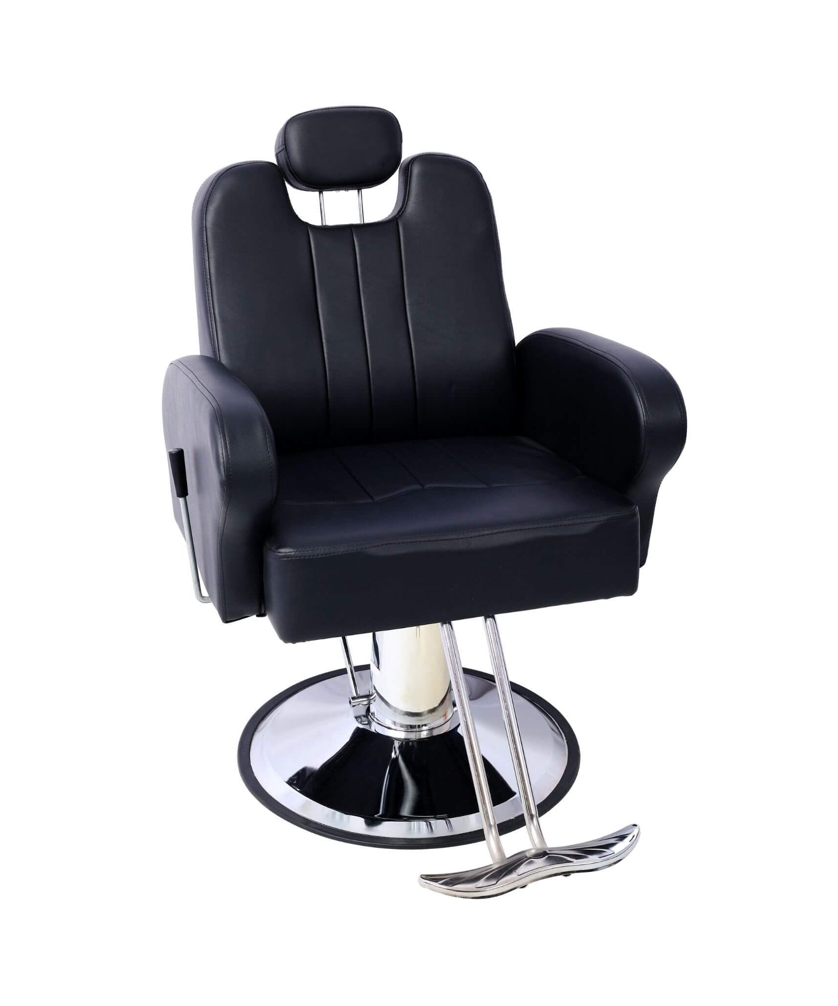 Heavy-Duty Multifunctional PU Leather Reclining Hydraulic Barber Chair W/ Chrome Steel Base (SAK35719)