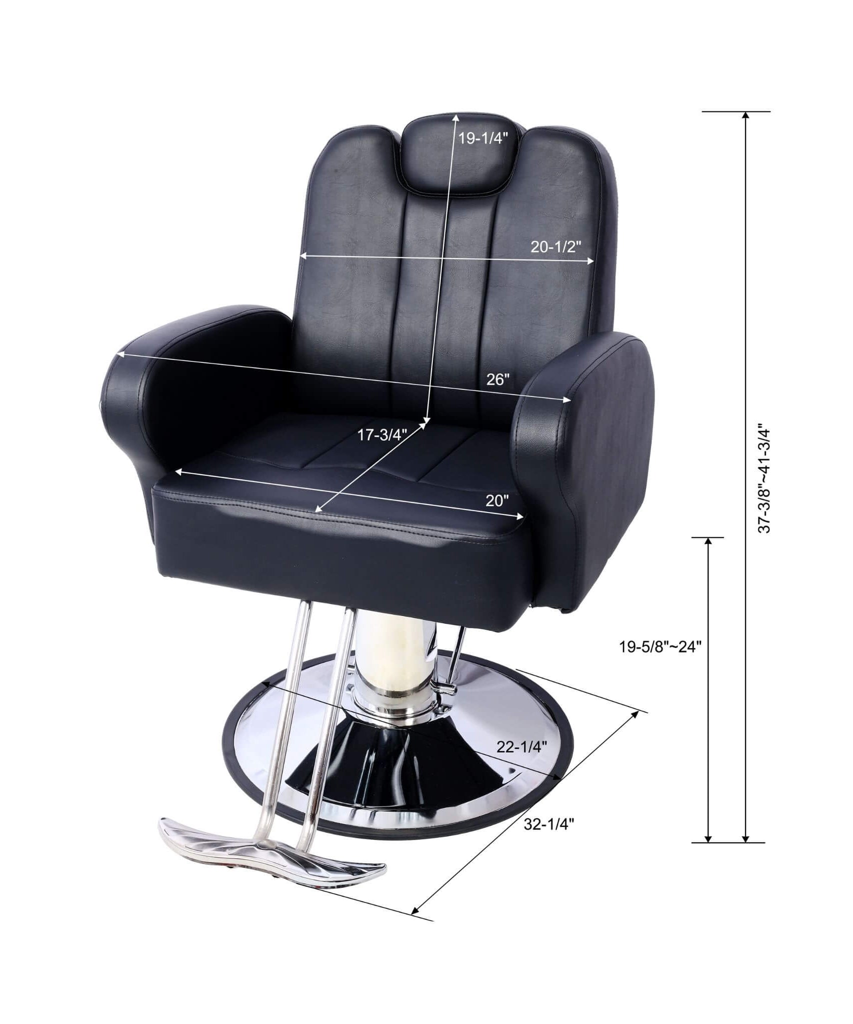 Heavy-Duty Multifunctional PU Leather Reclining Hydraulic Barber Chair W/ Chrome Steel Base (SAK35719)