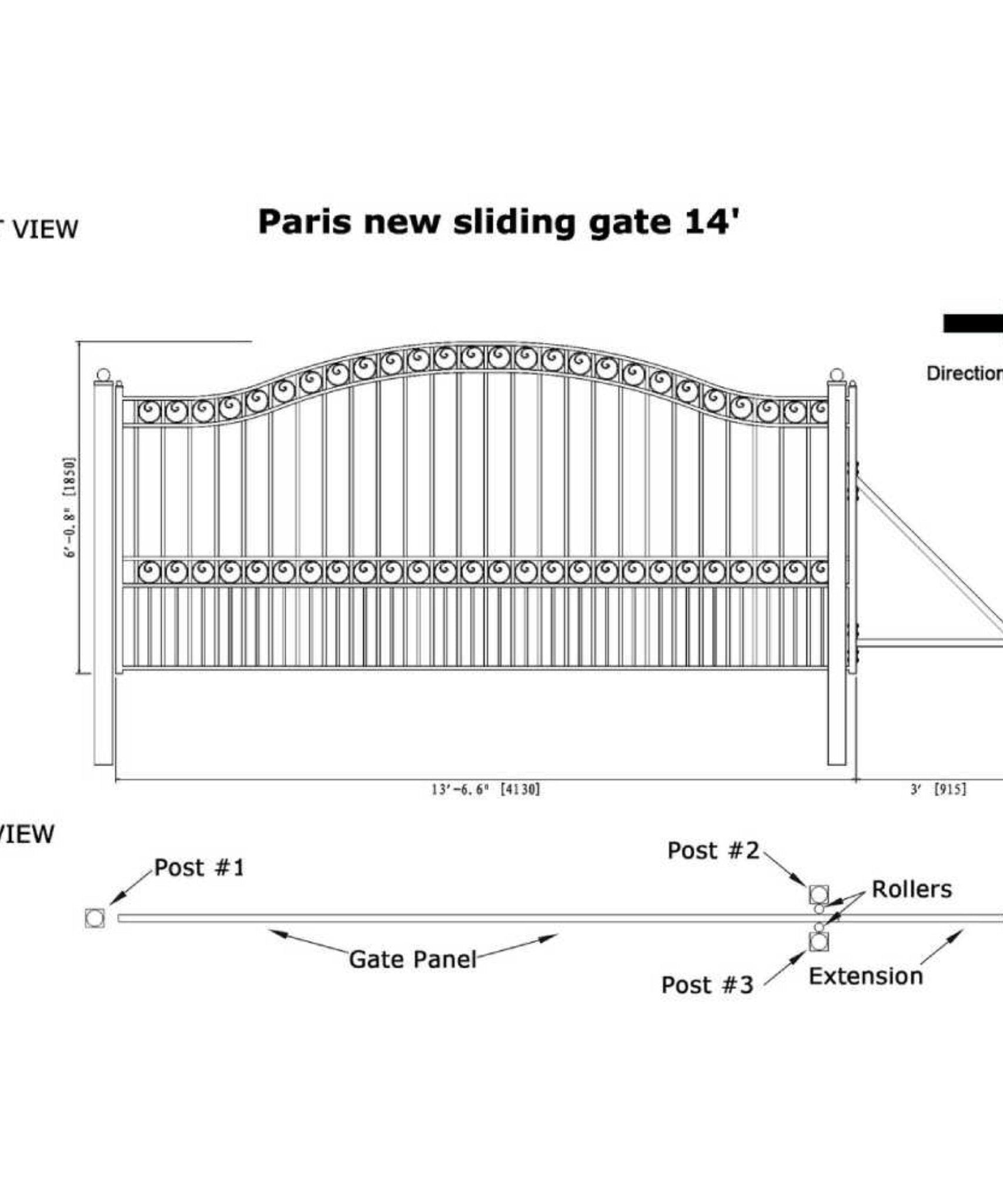 [12-18FT] Heavy-Duty Paris-Style Premium Steel Sliding Driveway Gate (SAK14850)