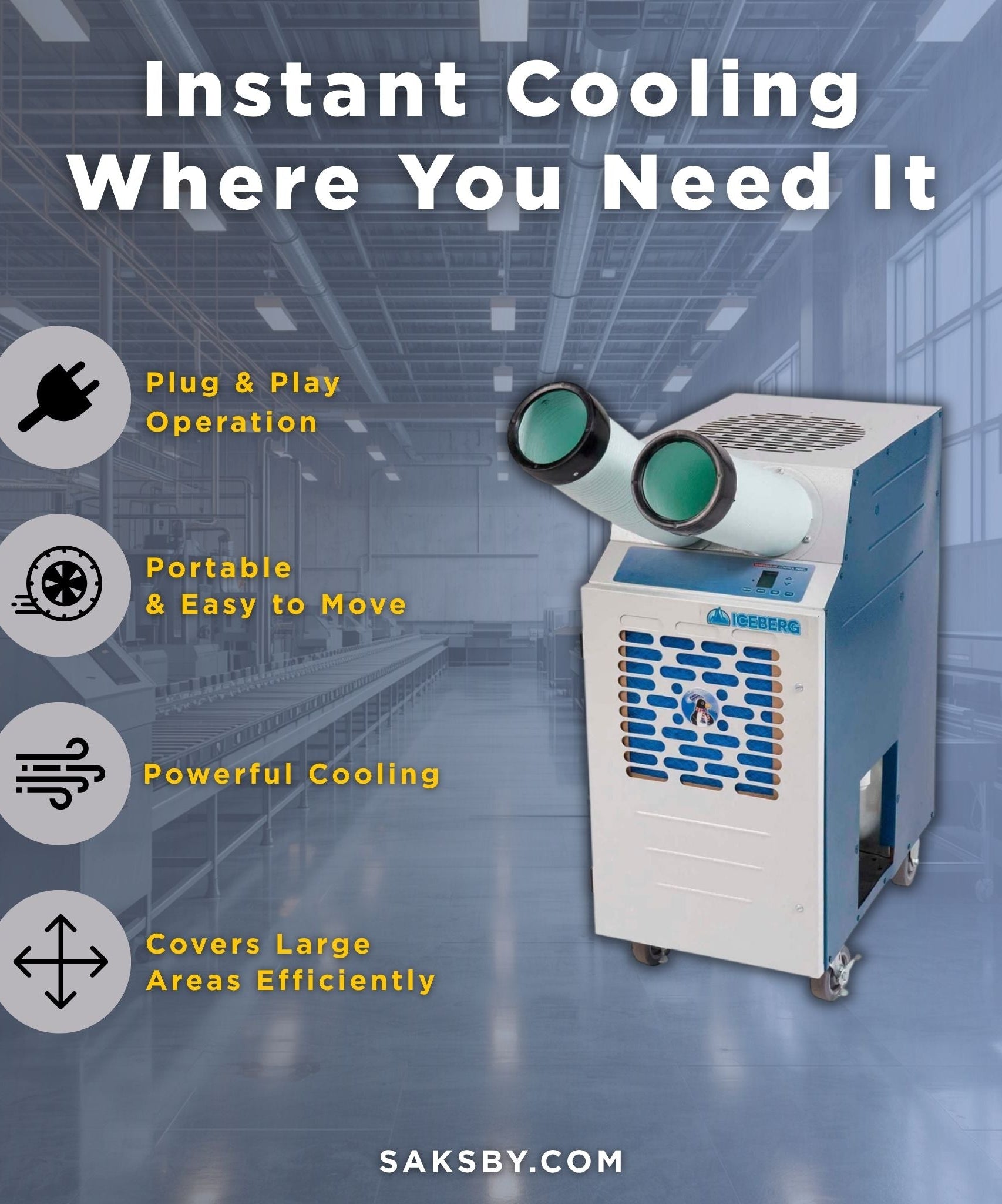 Heavy-Duty Portable 13.7K BTU Commercial 115V 1-Ton Air-Cooled Spot Cooler (SAK90671)