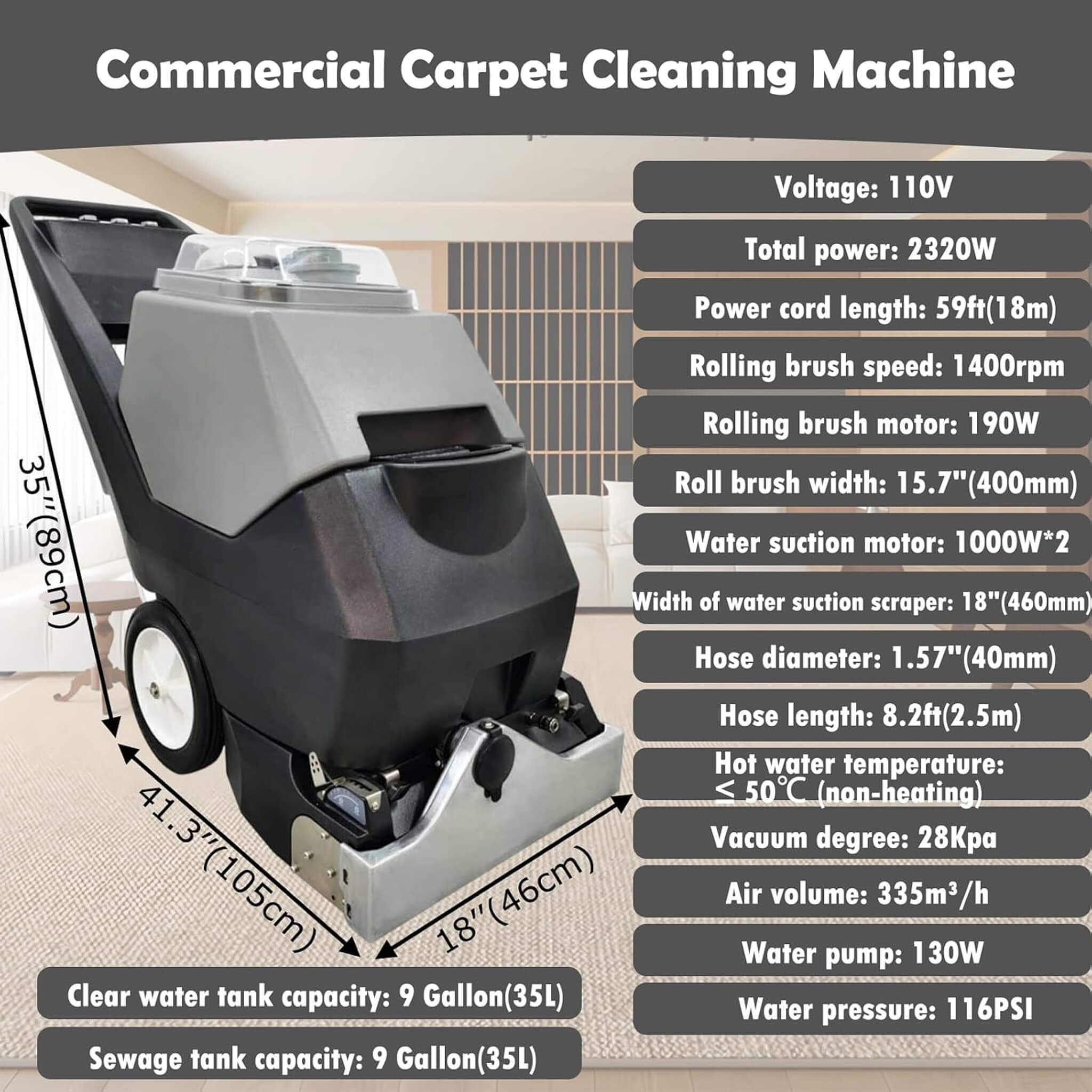 Heavy-Duty Portable Commercial 3-In-1 Wet Dry Carpet Cleaner (SAK76420)