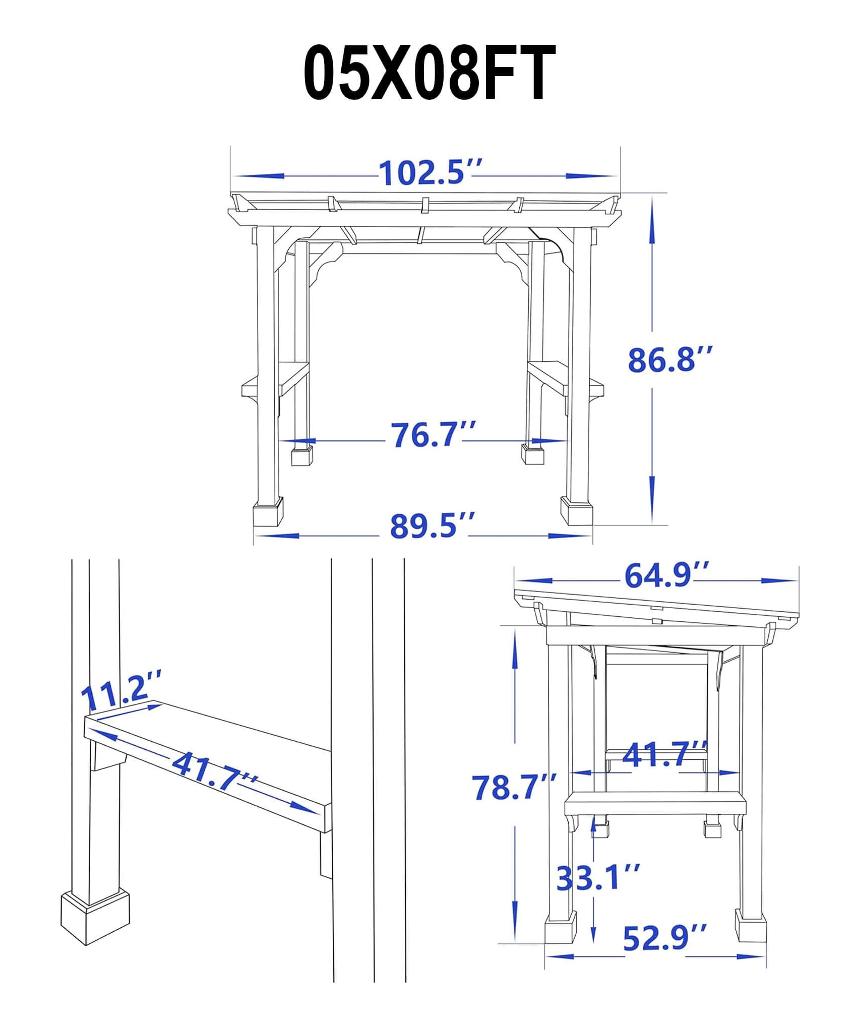 Alora Heavy-Duty Premium Wooden Grill Gazebo With Sloped Metal Roof (SAK61583)