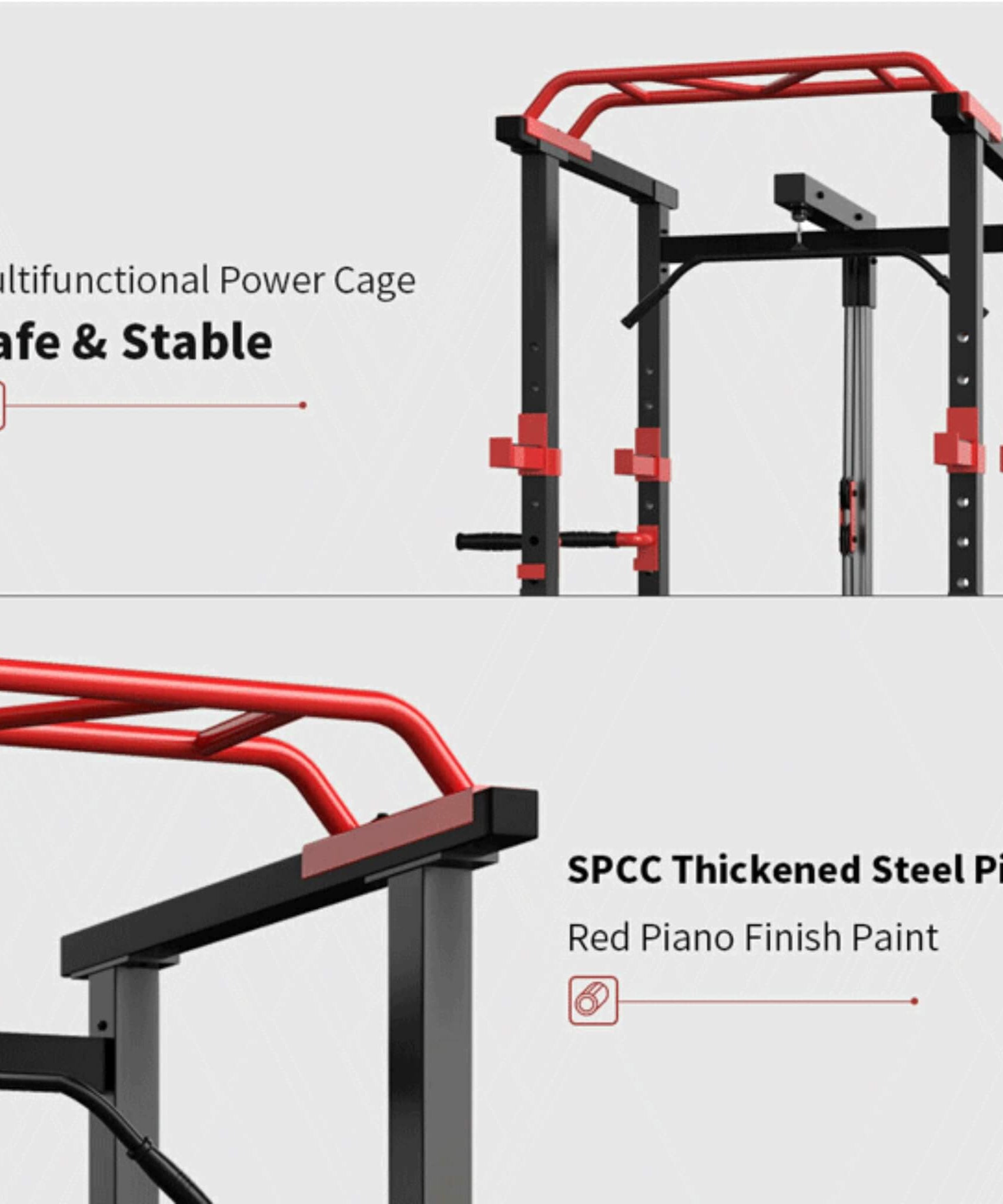 Rovix Heavy-Duty 1000LBS Professional Multi-Function Adjustable Power Cage Rack (SAK98149)