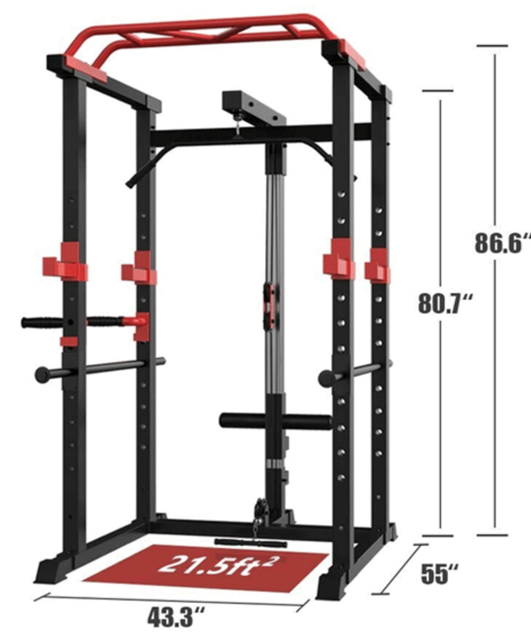 Rovix Heavy-Duty 1000LBS Professional Multi-Function Adjustable Power Cage Rack (SAK98149)