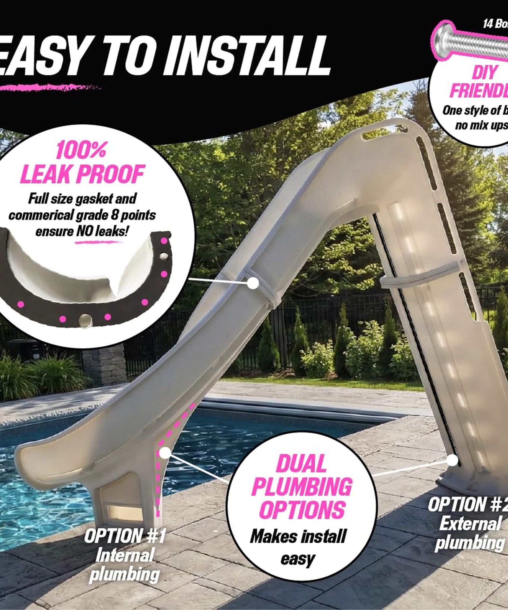 Heavy-Duty Commercial Reinforced Leak-Proof Waterslide With Handrails (SAK93157)