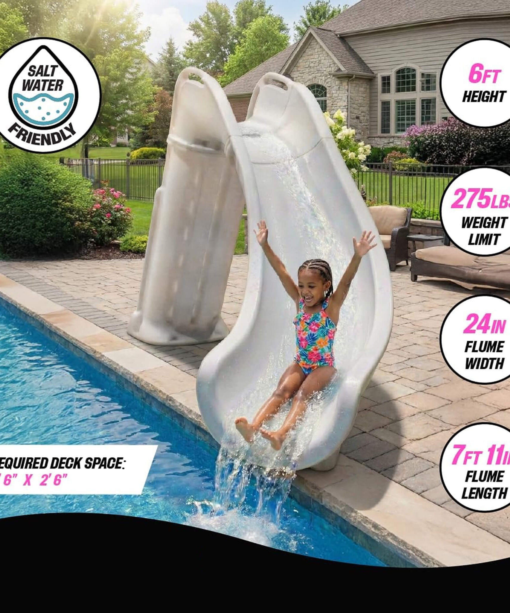Heavy-Duty Commercial Reinforced Leak-Proof Waterslide With Handrails (SAK93157)