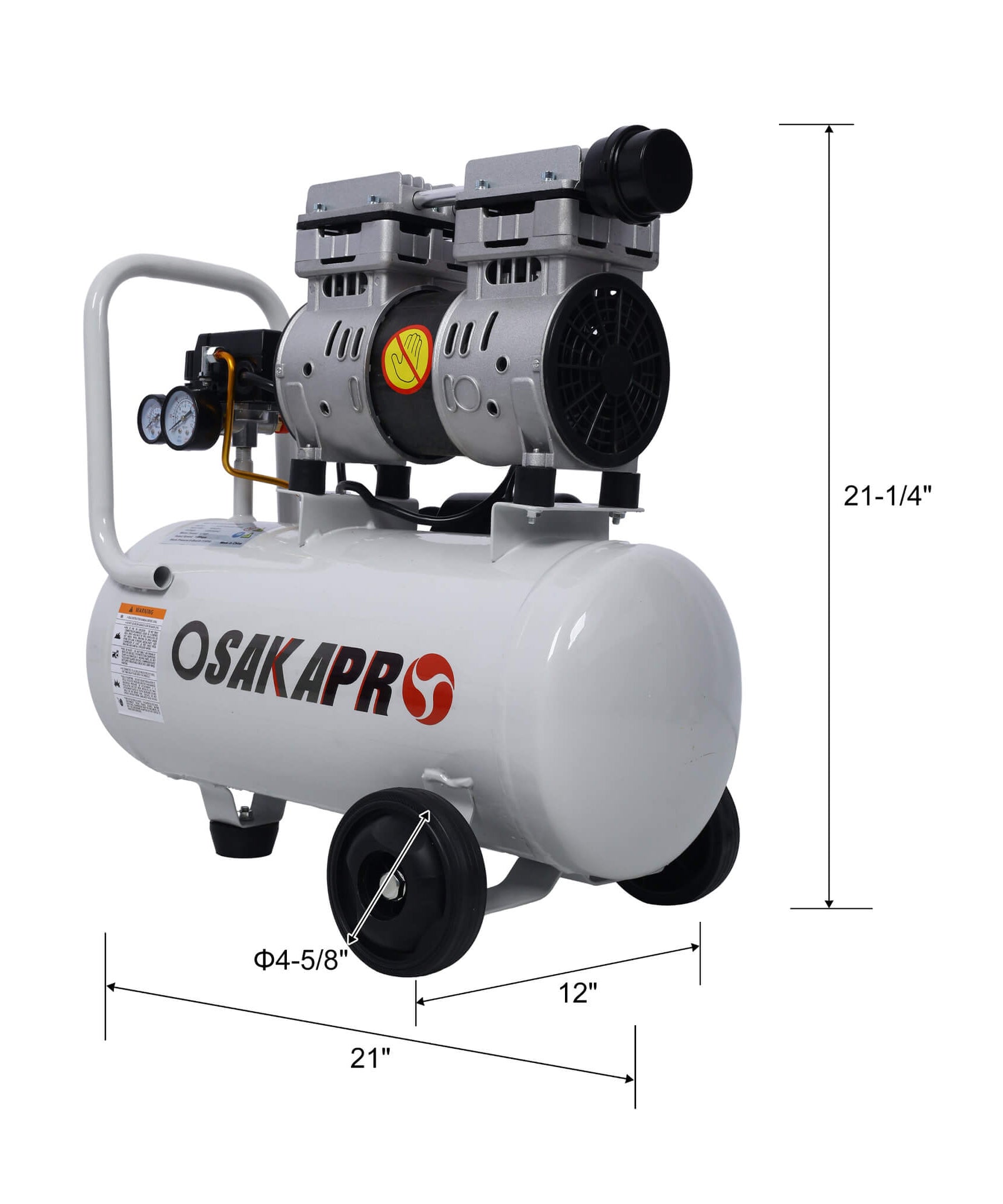 Heavy Duty 1.5/2.5HP Silent Oil-Free Portable Air Compressor With Wheels And Auto Drain (SAK53462)