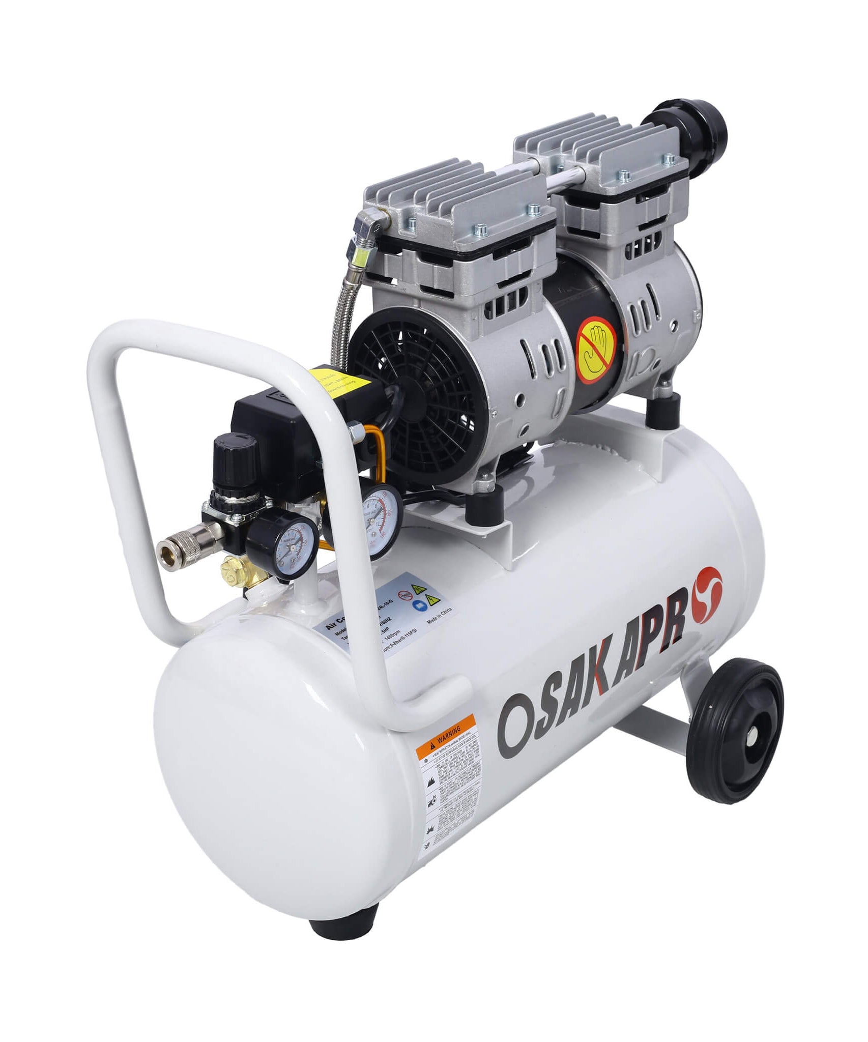Heavy Duty 1.5/2.5HP Silent Oil-Free Portable Air Compressor With Wheels And Auto Drain (SAK53462)