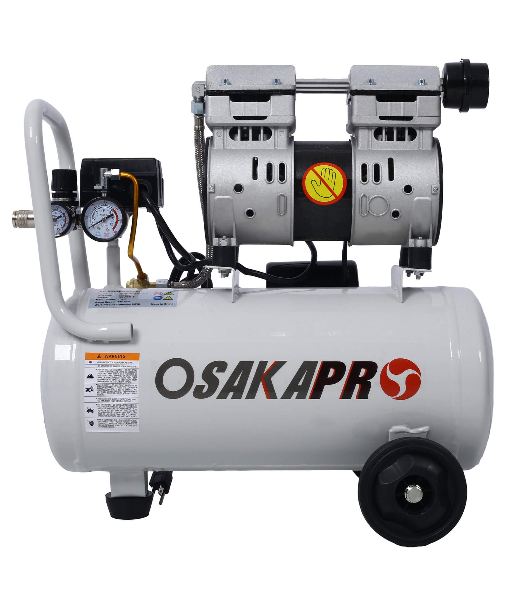 Heavy Duty 1.5/2.5HP Silent Oil-Free Portable Air Compressor With Wheels And Auto Drain (SAK53462)