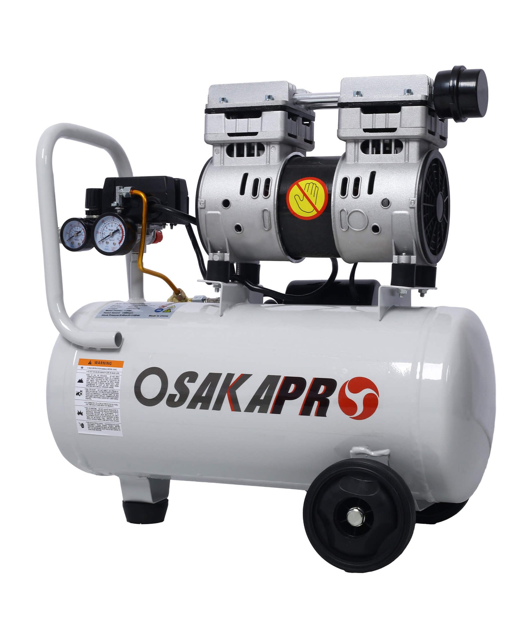 Heavy Duty 1.5/2.5HP Silent Oil-Free Portable Air Compressor With Wheels And Auto Drain (SAK53462)