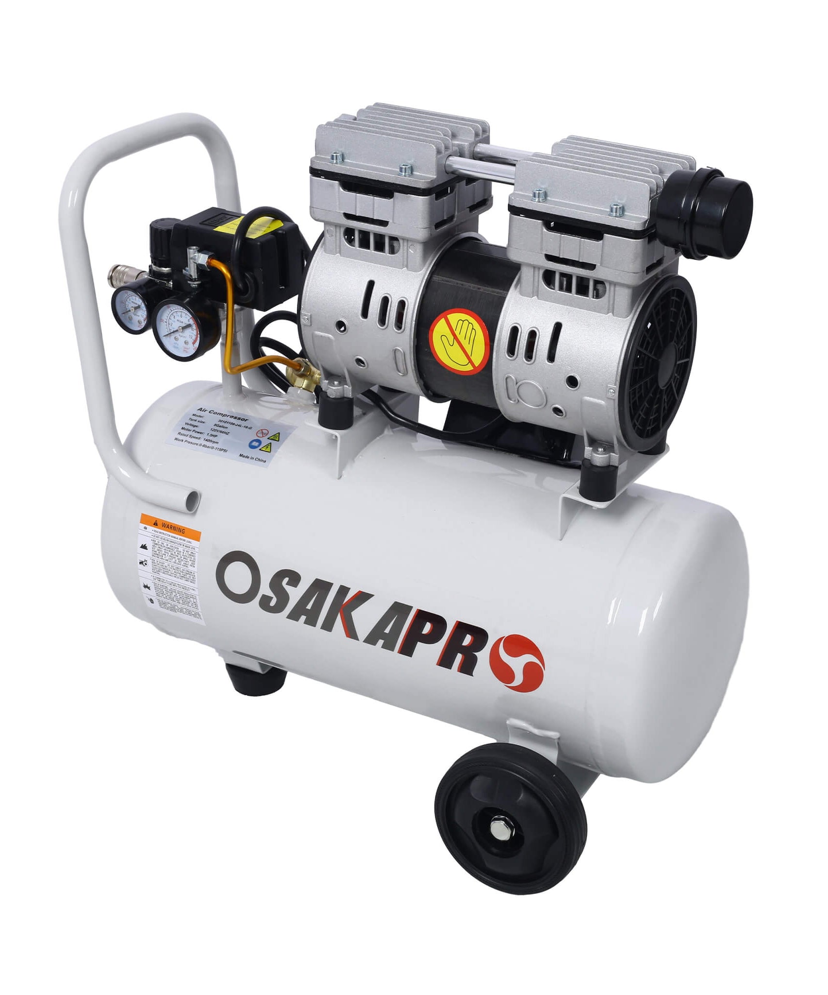 Heavy Duty 1.5/2.5HP Silent Oil-Free Portable Air Compressor With Wheels And Auto Drain (SAK53462)