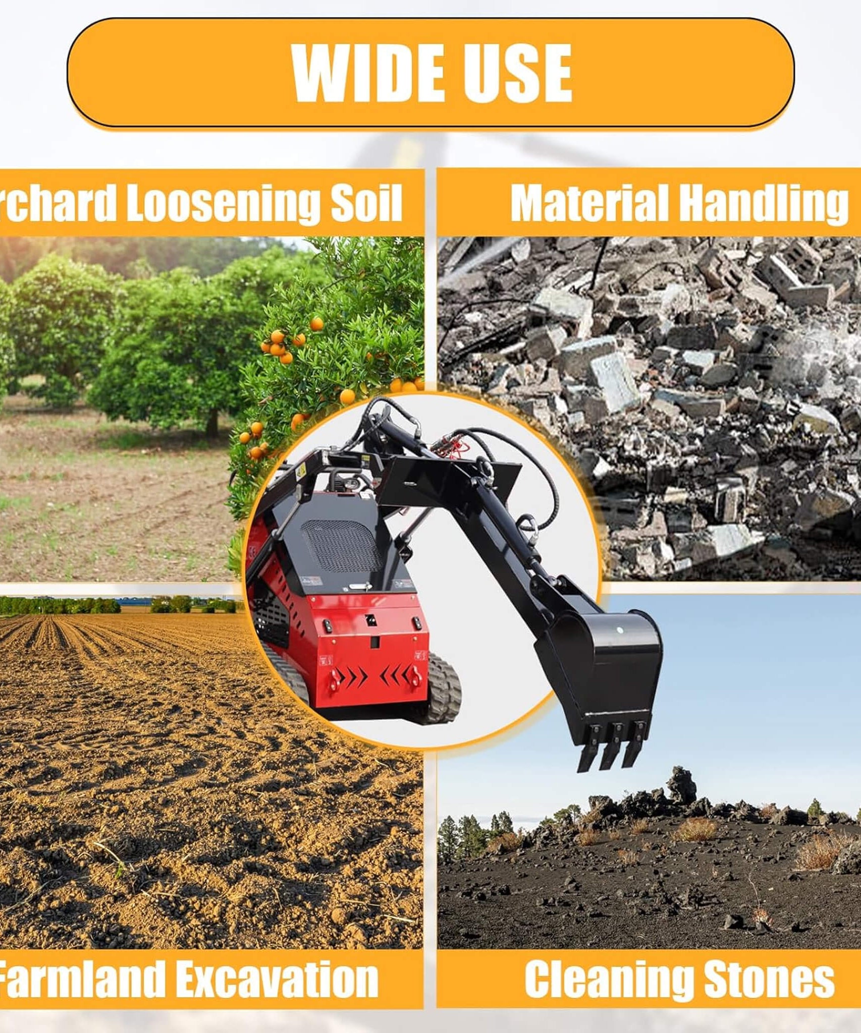Heavy-Duty Skid Steer Fronthoe Attachment With 12-Inch Bucket (SAK95724)