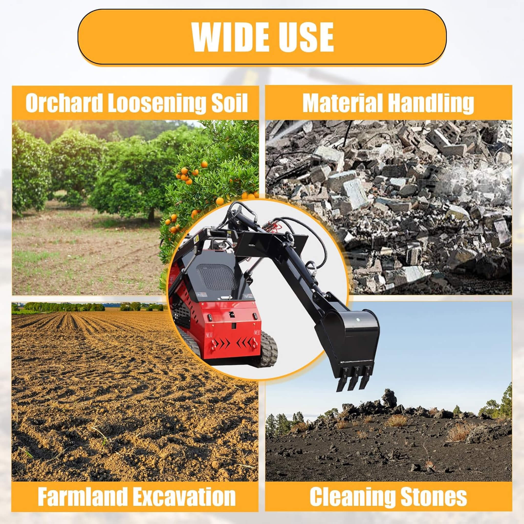 Heavy-Duty Skid Steer Fronthoe Attachment With 12-Inch Bucket (SAK95724)