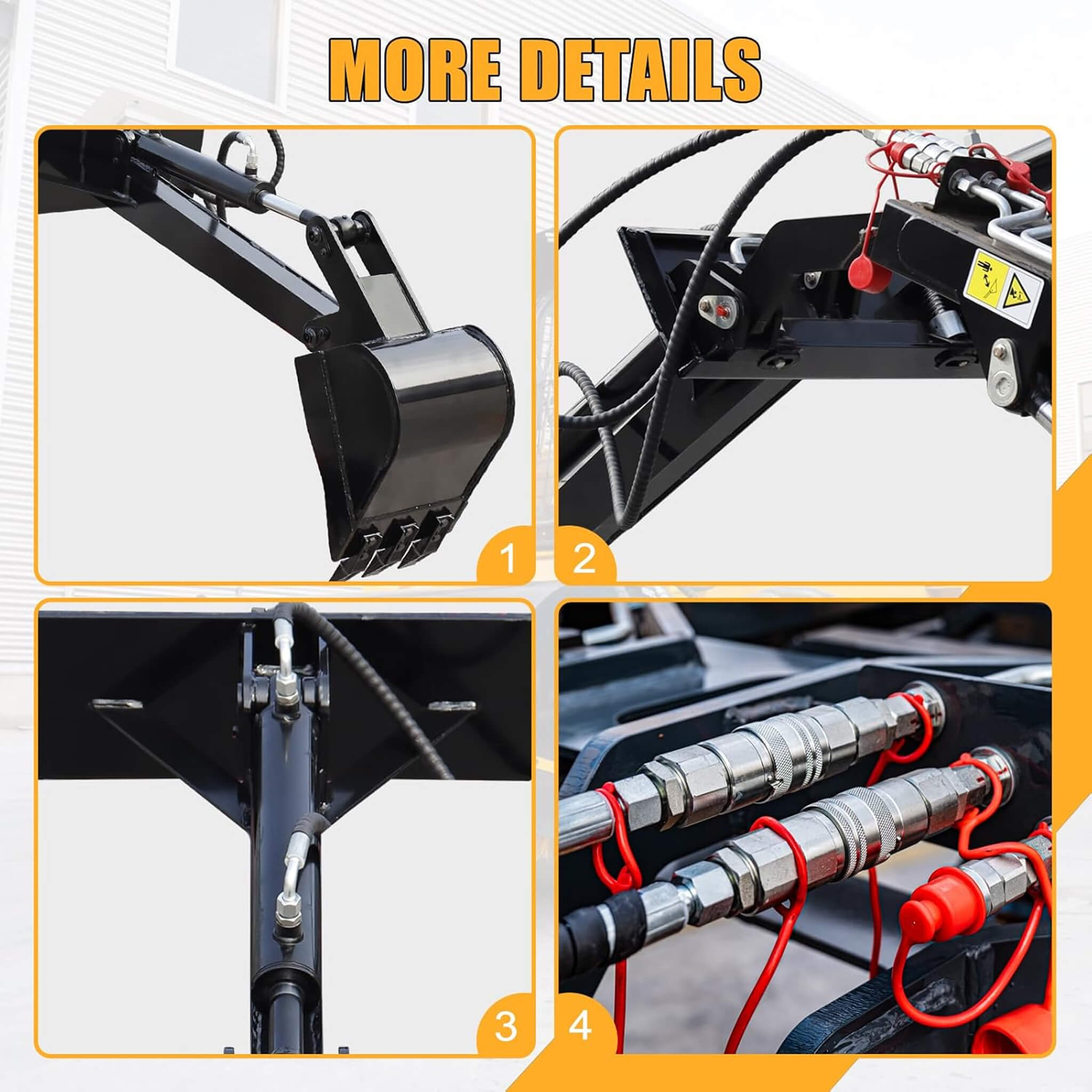 Heavy-Duty Skid Steer Fronthoe Attachment With 12-Inch Bucket (SAK95724)