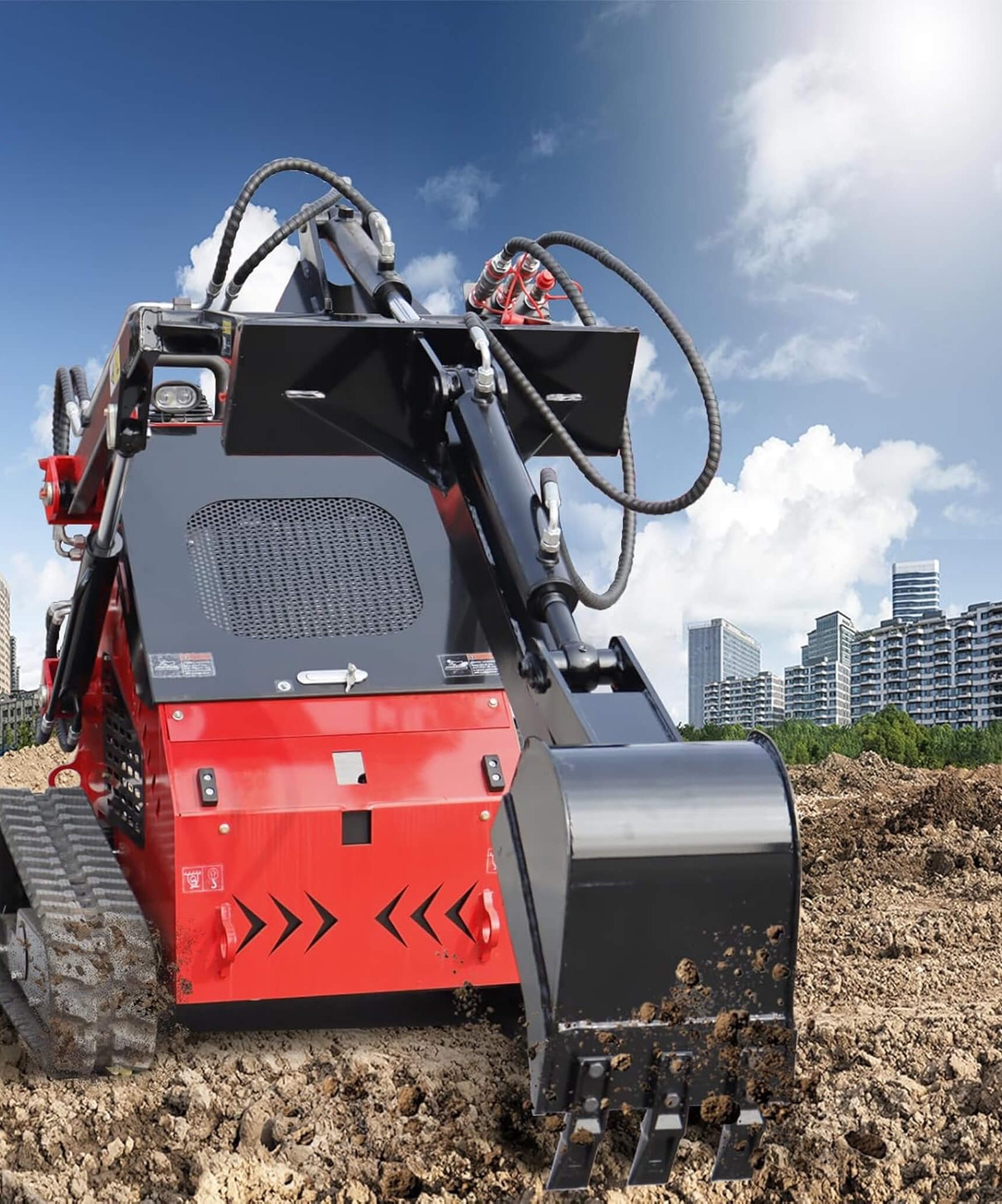 Heavy-Duty Skid Steer Fronthoe Attachment With 12-Inch Bucket (SAK95724)